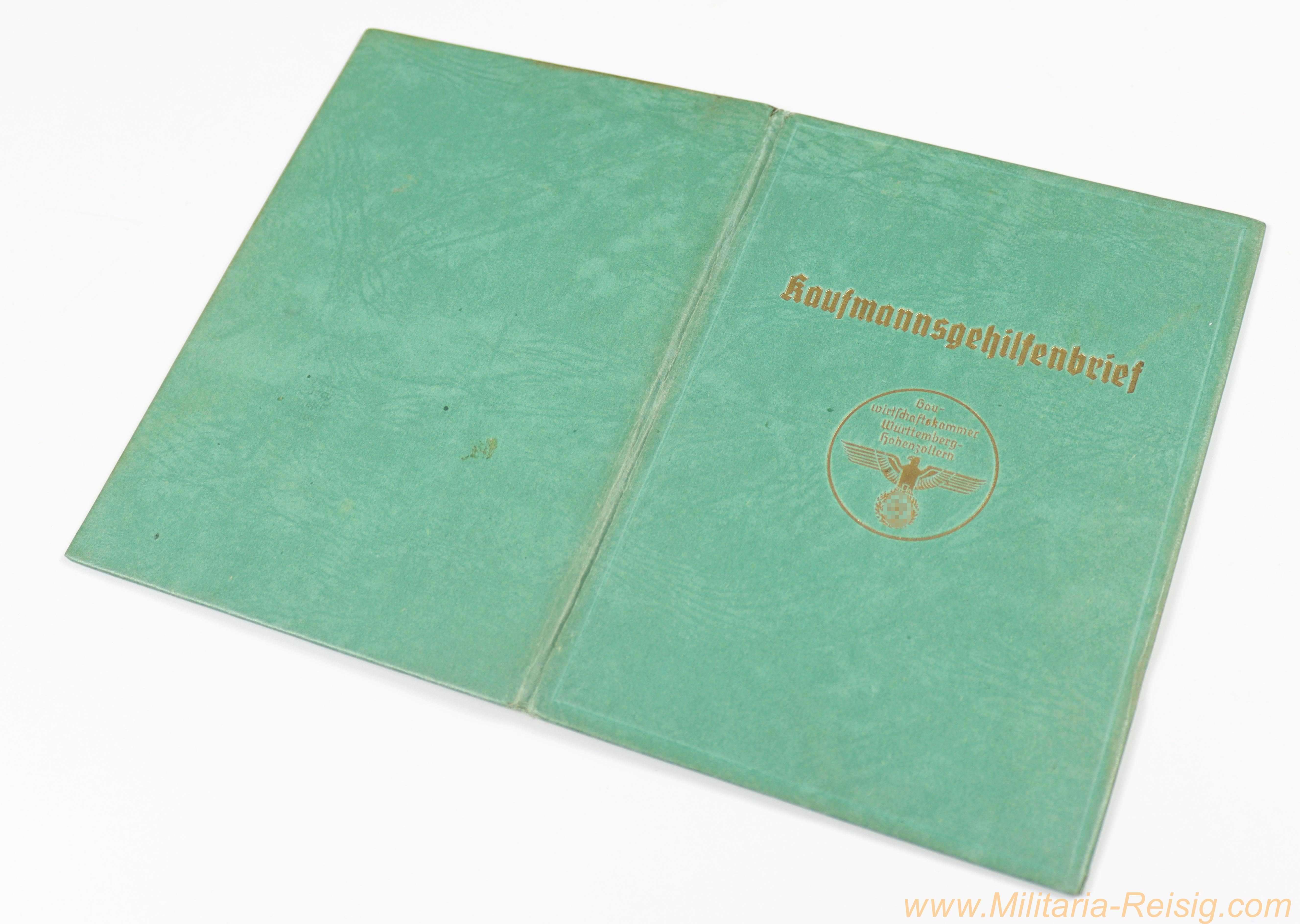 Kaufmannsgehilfenbrief Württemberg-Hohenzollern 1944