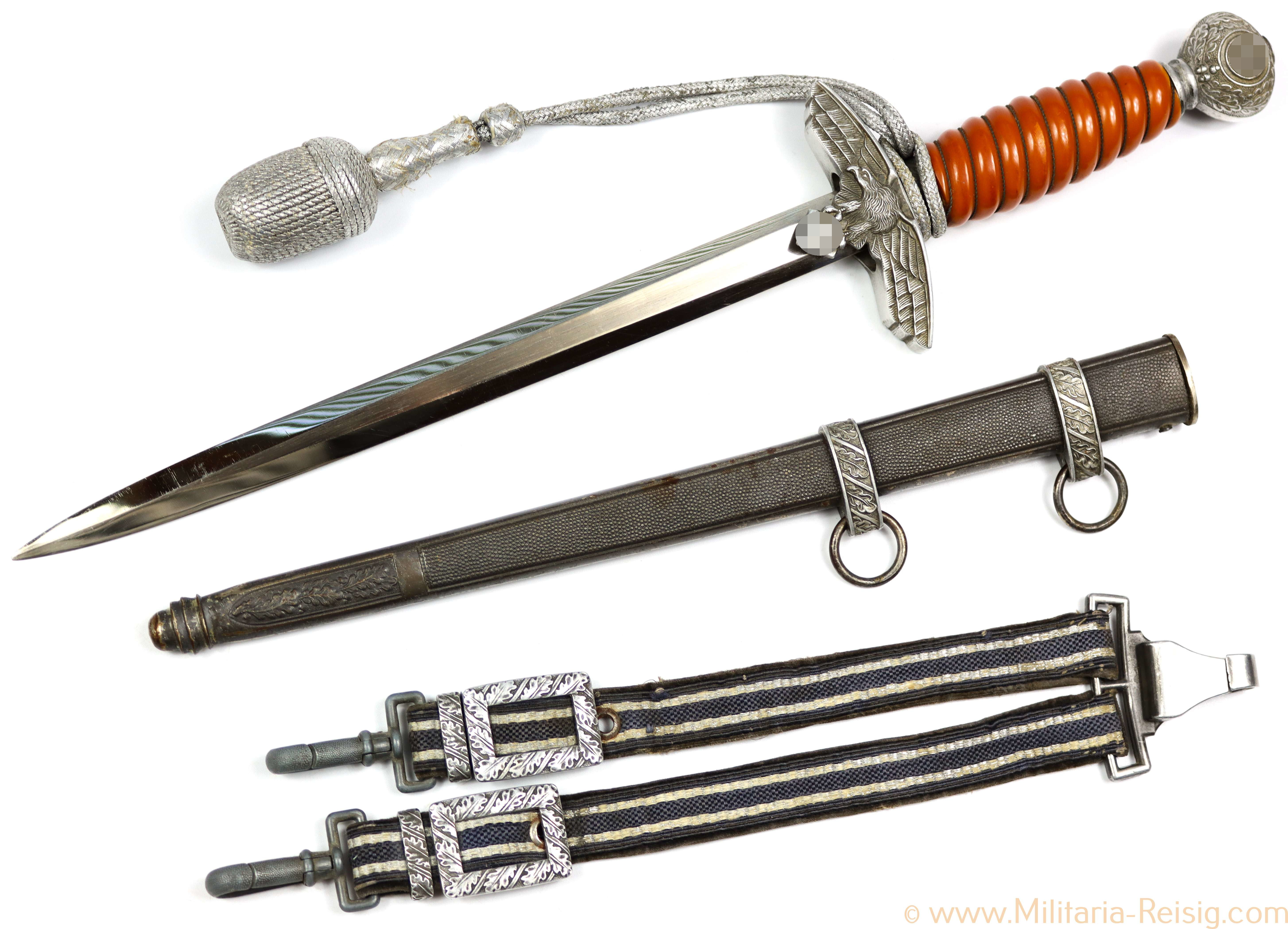 Luftwaffe Offiziersdolch mit Gehänge und Portepee, Herst. Robert Klaas, Solingen