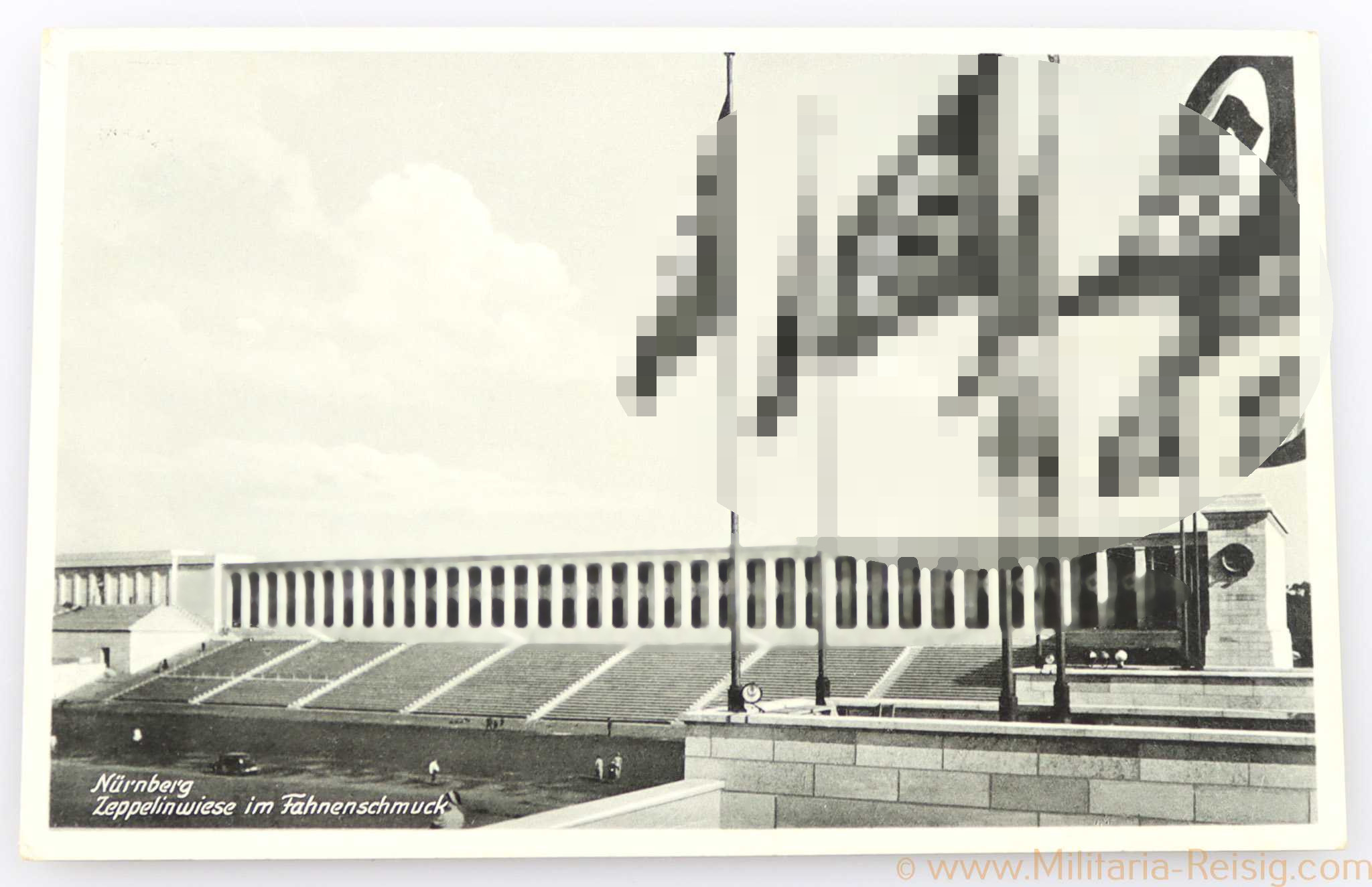 Propaganda-Postkarte "Nürnberg Zeppelinwiese im Fahnenschmuck"