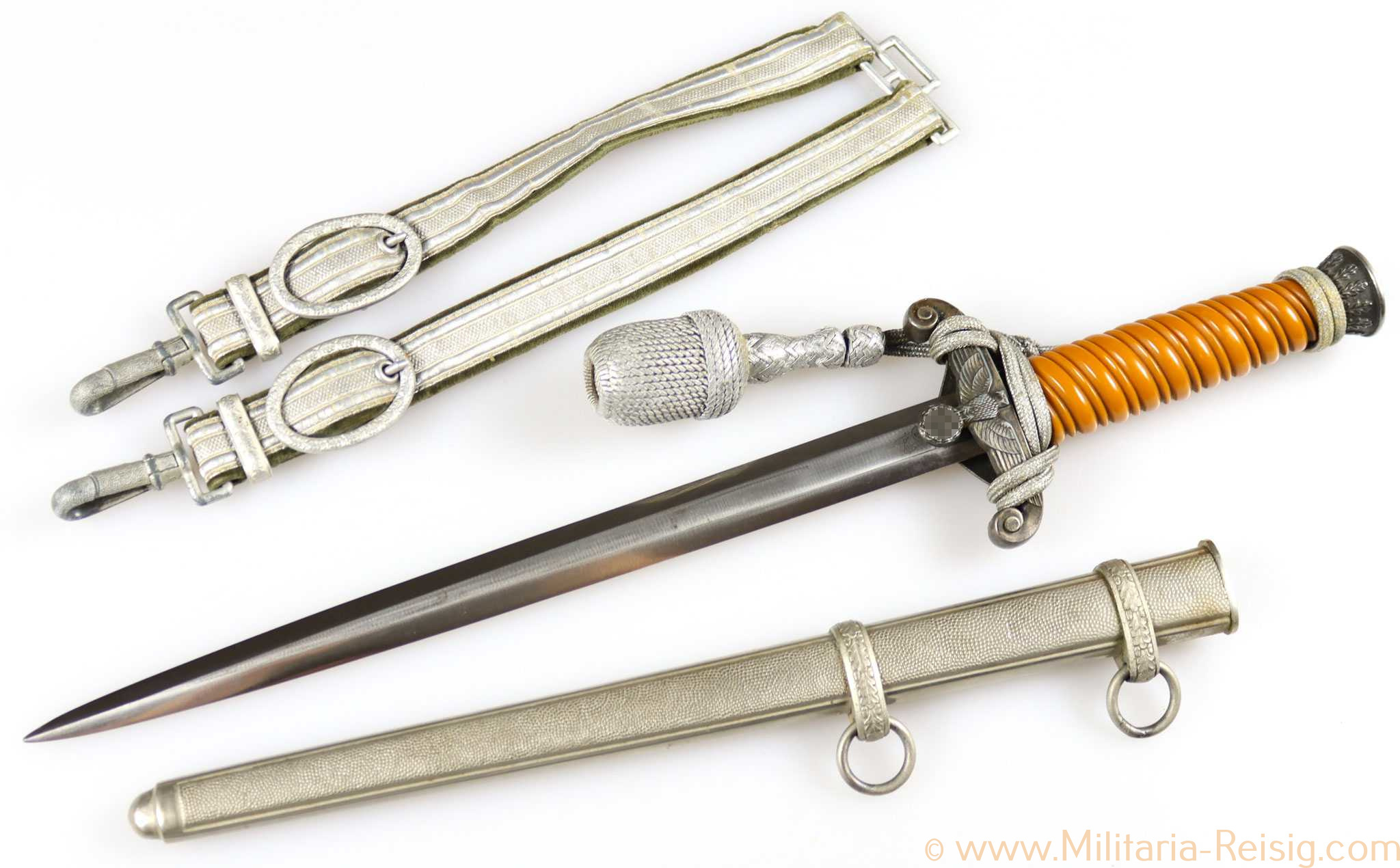Heeres Offiziersdolch mit Gehänge u. Portepee, Hersteller WKC