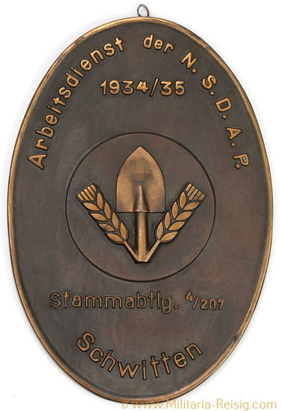 RAD Wandplakette 1934/35, Stammabtlg. 4/207 Schwitten