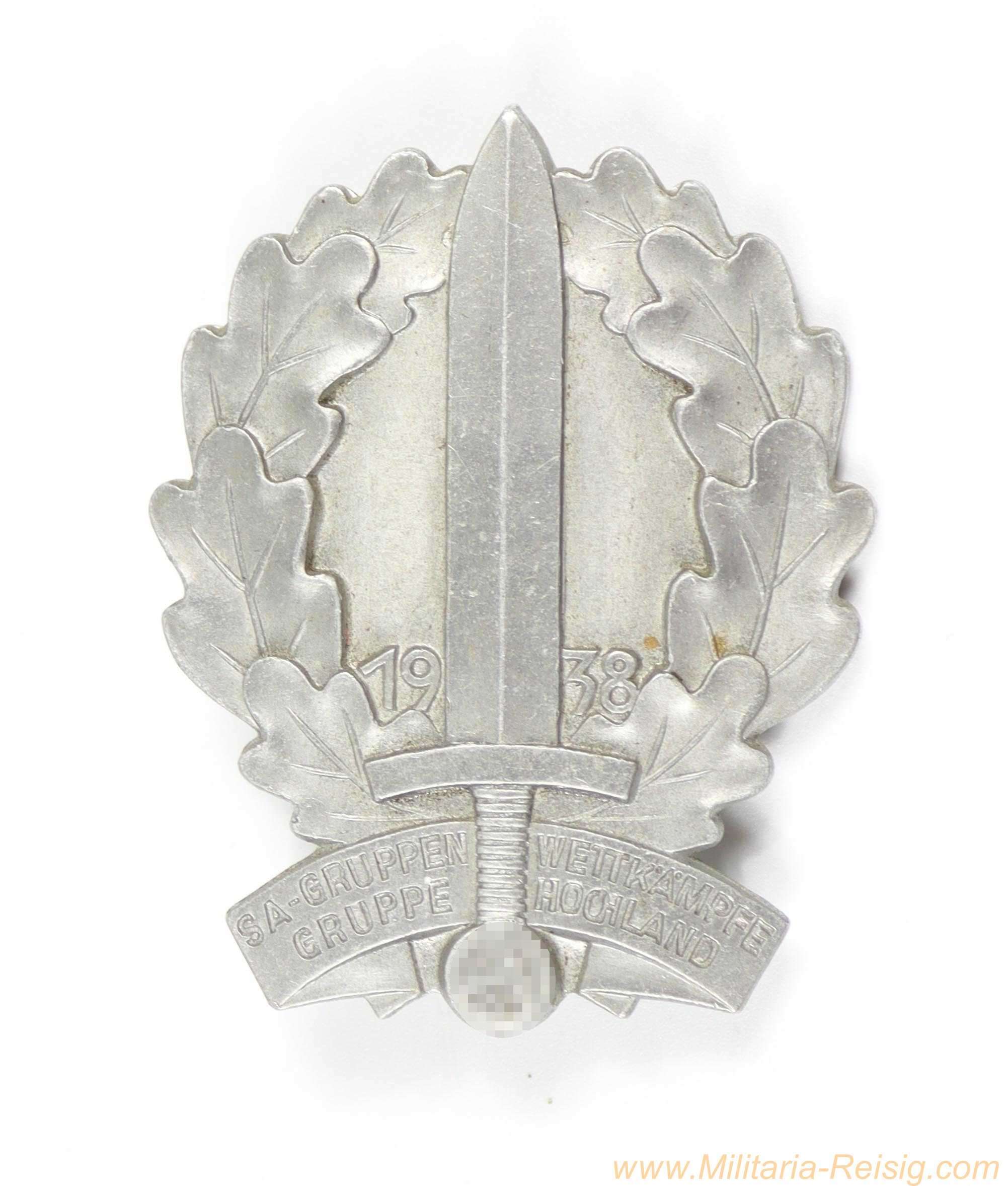 SA-Gruppenwettkämpfe Hochland 1938 - Abzeichen, RZM M9/3 (Lauer Nürnberg)