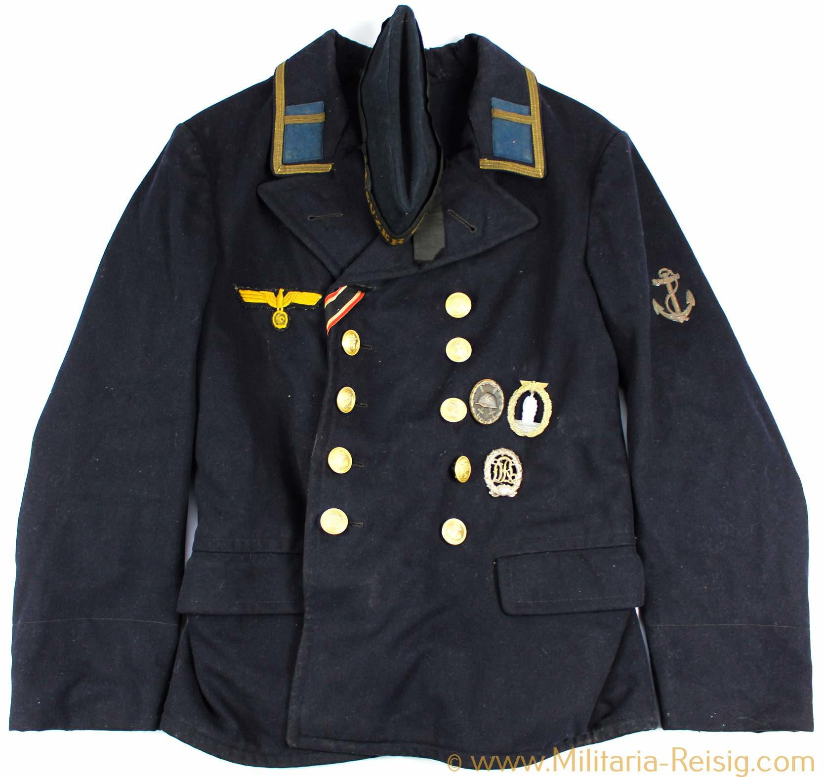 Kriegsmarine Kollani, Paradejacke und Schiffchen für einen Maat, "Kreuzer Koeln"