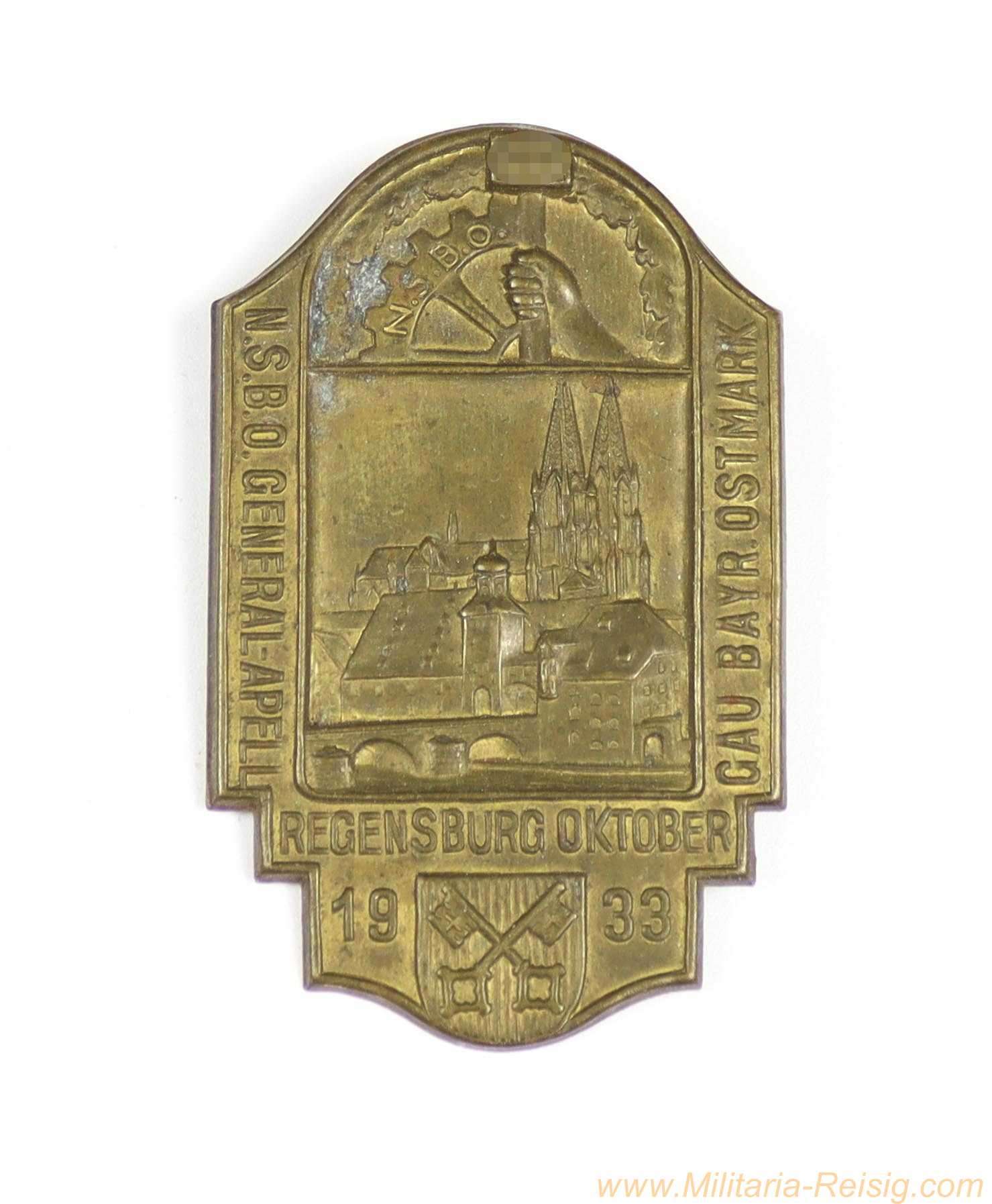 Abzeichen - "N.S.B.O. Generalappell Gau Bayer. Ostmark - Regensburg Oktober 1933"