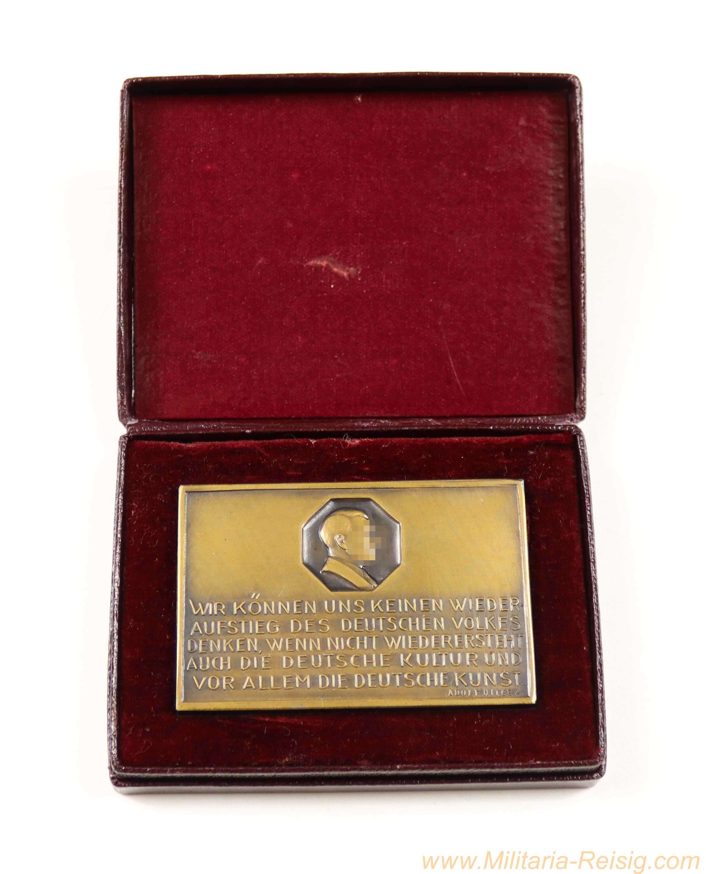 Adolf-Hitler-Gedenkplakette im Etui – 25 Jahre Württembergisches Staatstheater 1912–1937