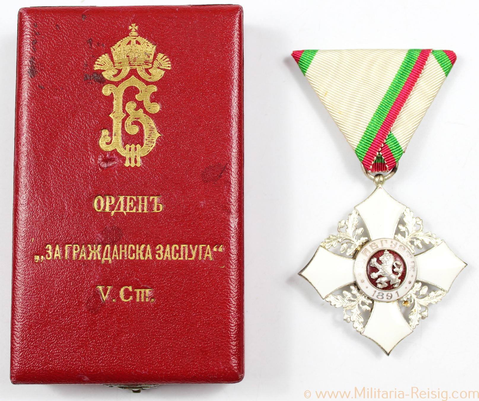 Königreich Bulgarien Zivilverdienstorden, V. Klasse, silbernes Verdienstkreuz