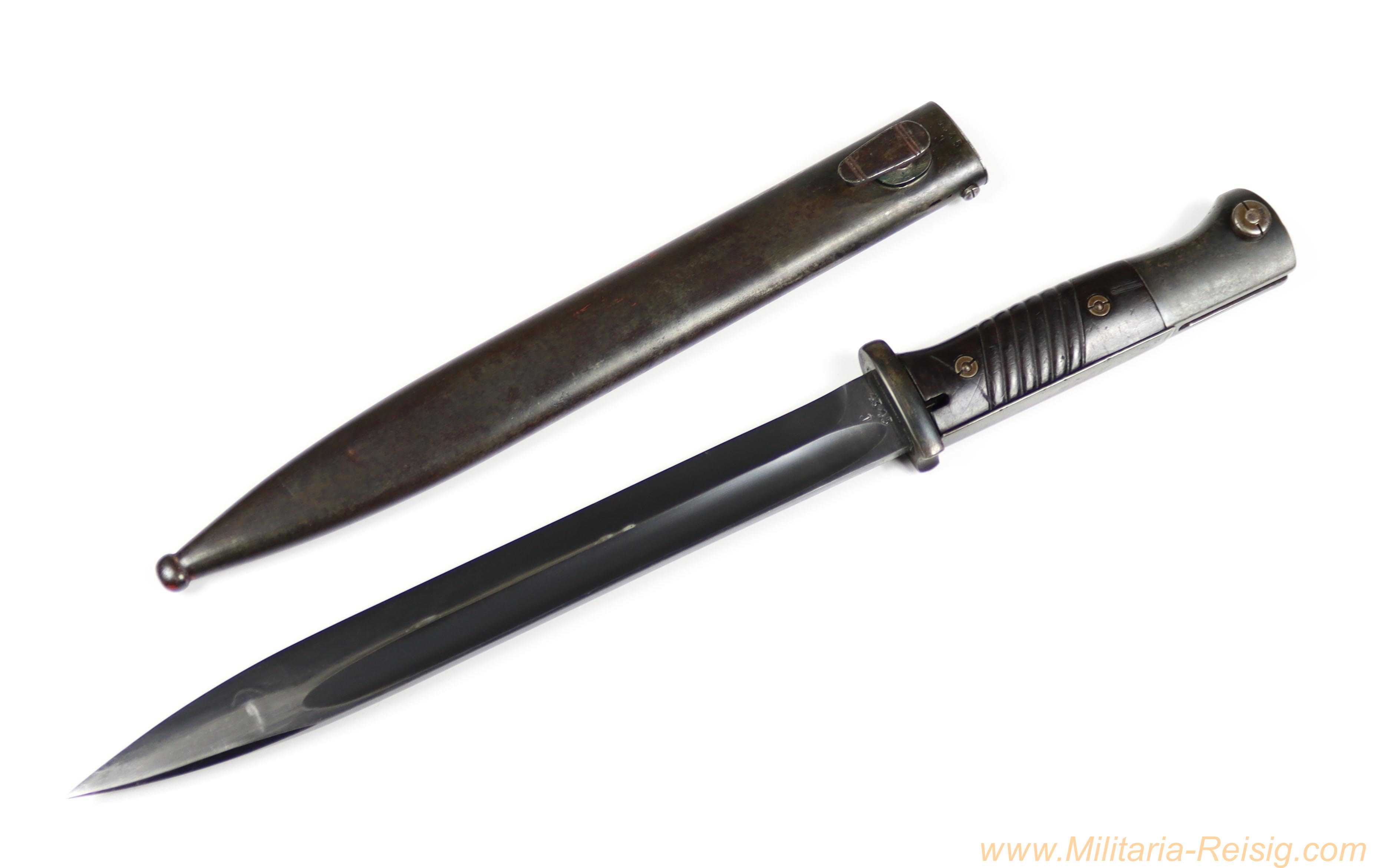 Wehrmacht K98 Bajonett mit Koppelschuh – Hersteller F. W. Höller, Solingen 1938 - Nummerngleich