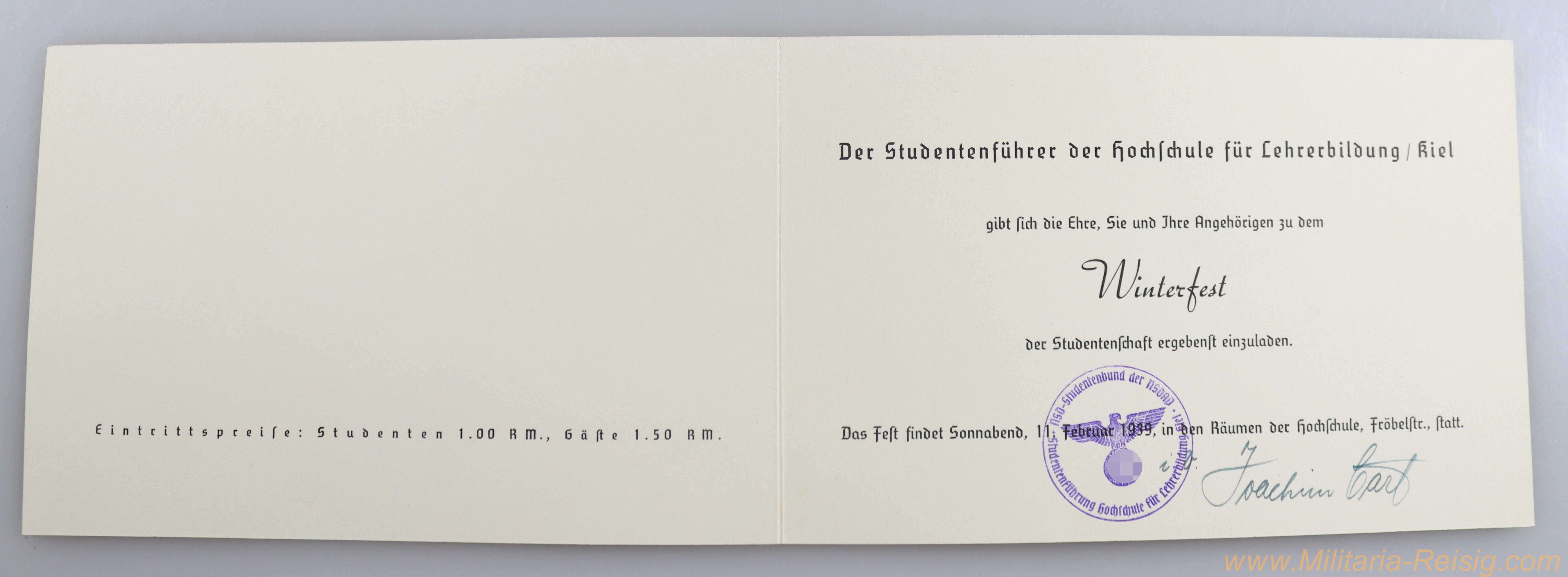 NSD-Studentenbund Winterfest Einladungskarte mit Briefumschlag