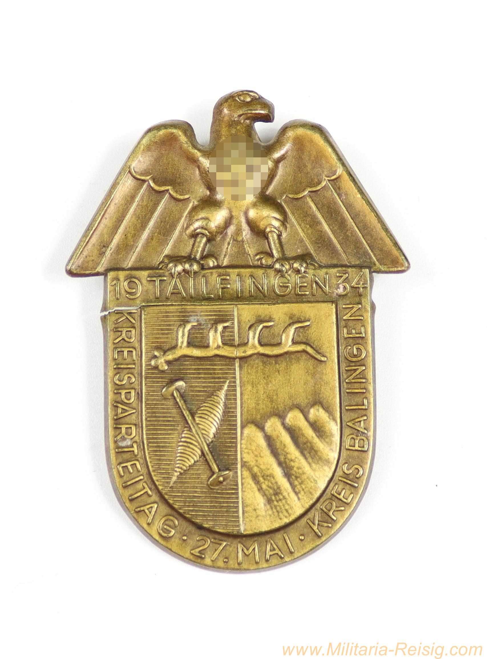 Abzeichen "Kreisspartentag Tailfingen" - Kreis Balingen - 27. Mai 1934