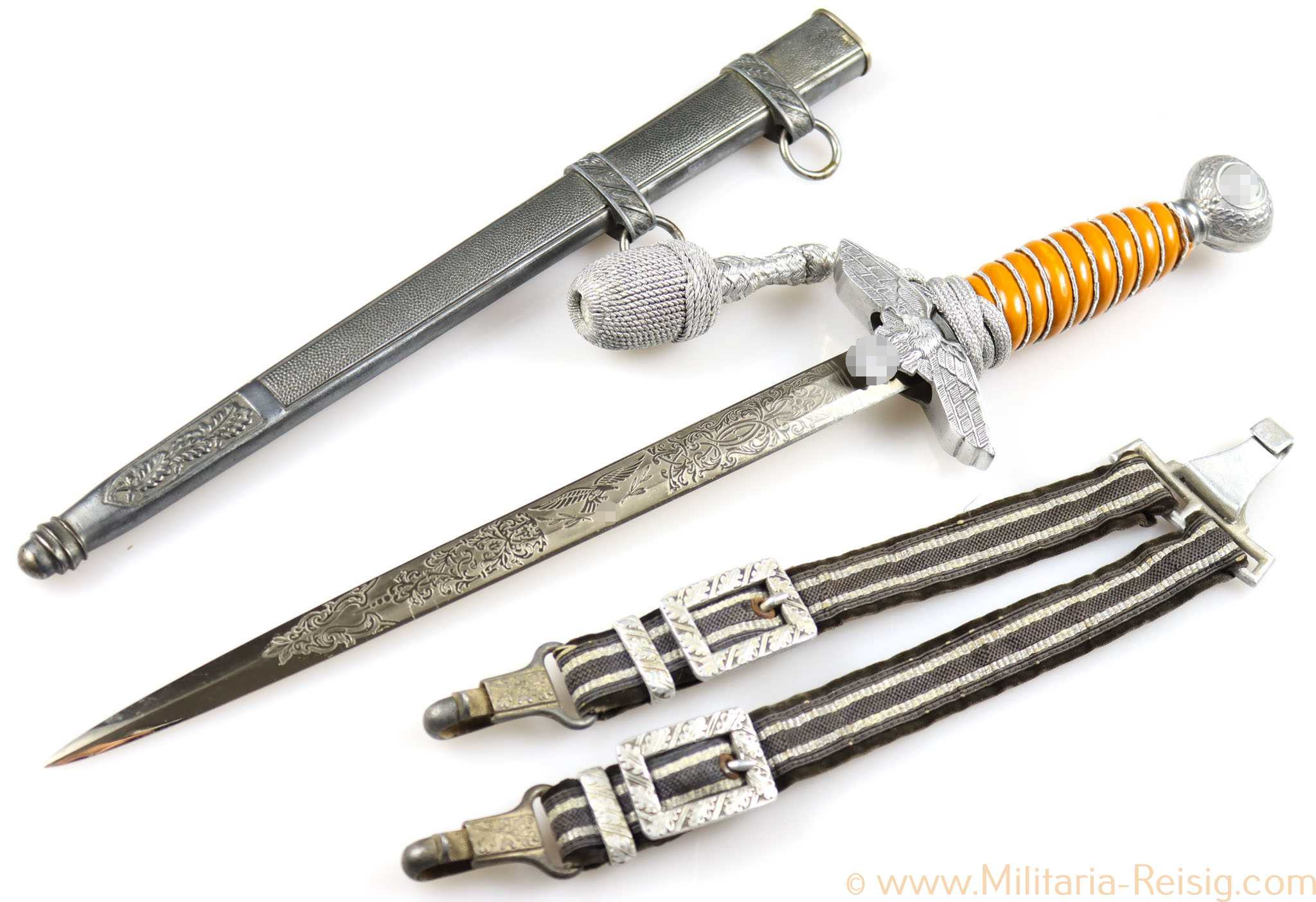 Luftwaffe Offiziersdolch mit Klingenätzung, Hersteller Emil Voos, Solingen