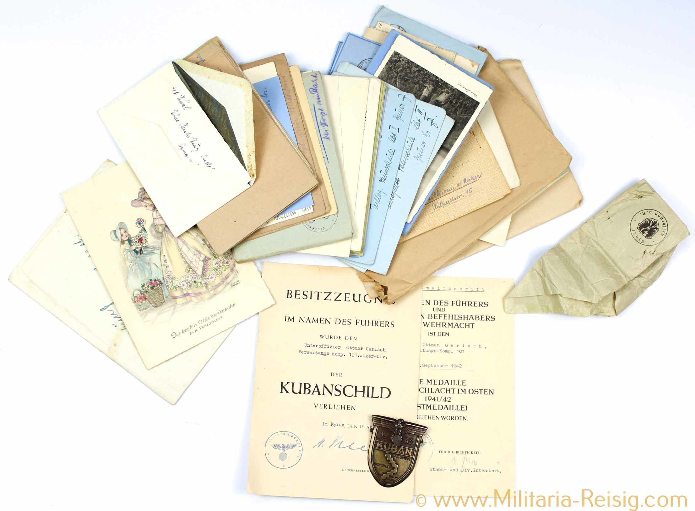 Nachlass eines Unteroffiziers "Ottmar Gerlach", Verwaltungs-Kompanie 101. Jäger-Division