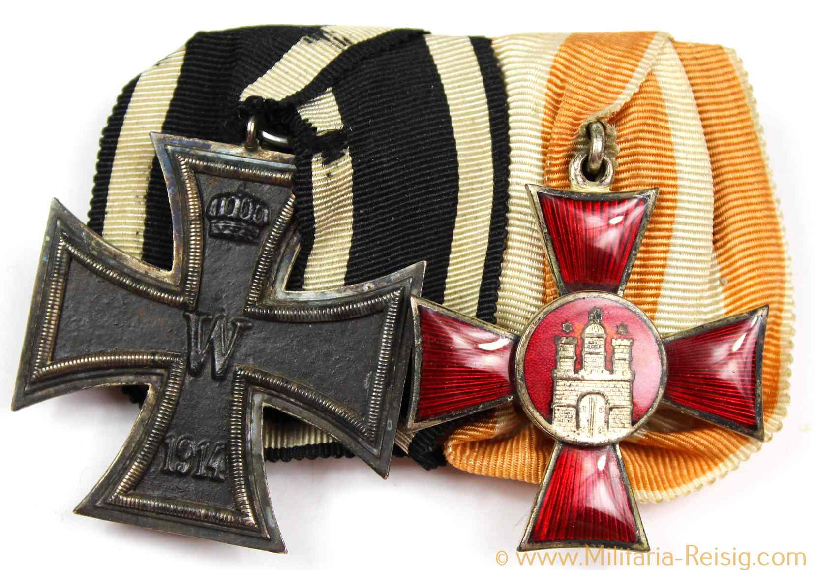 Ordensspange mit 2 Auszeichnungen, Kaiserreich, 1. Weltkrieg