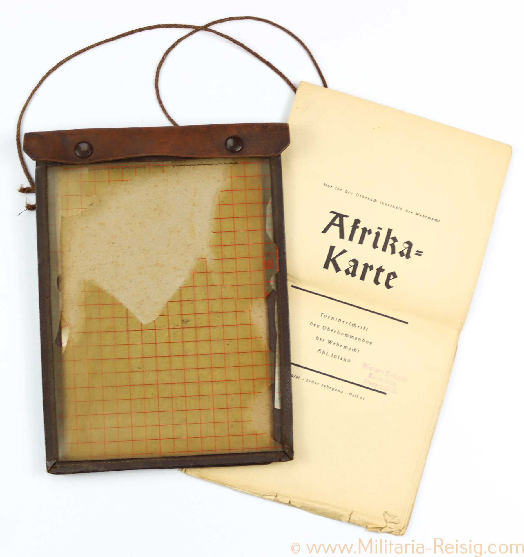 Kartentasche und Afrika-Karte der Wehrmacht