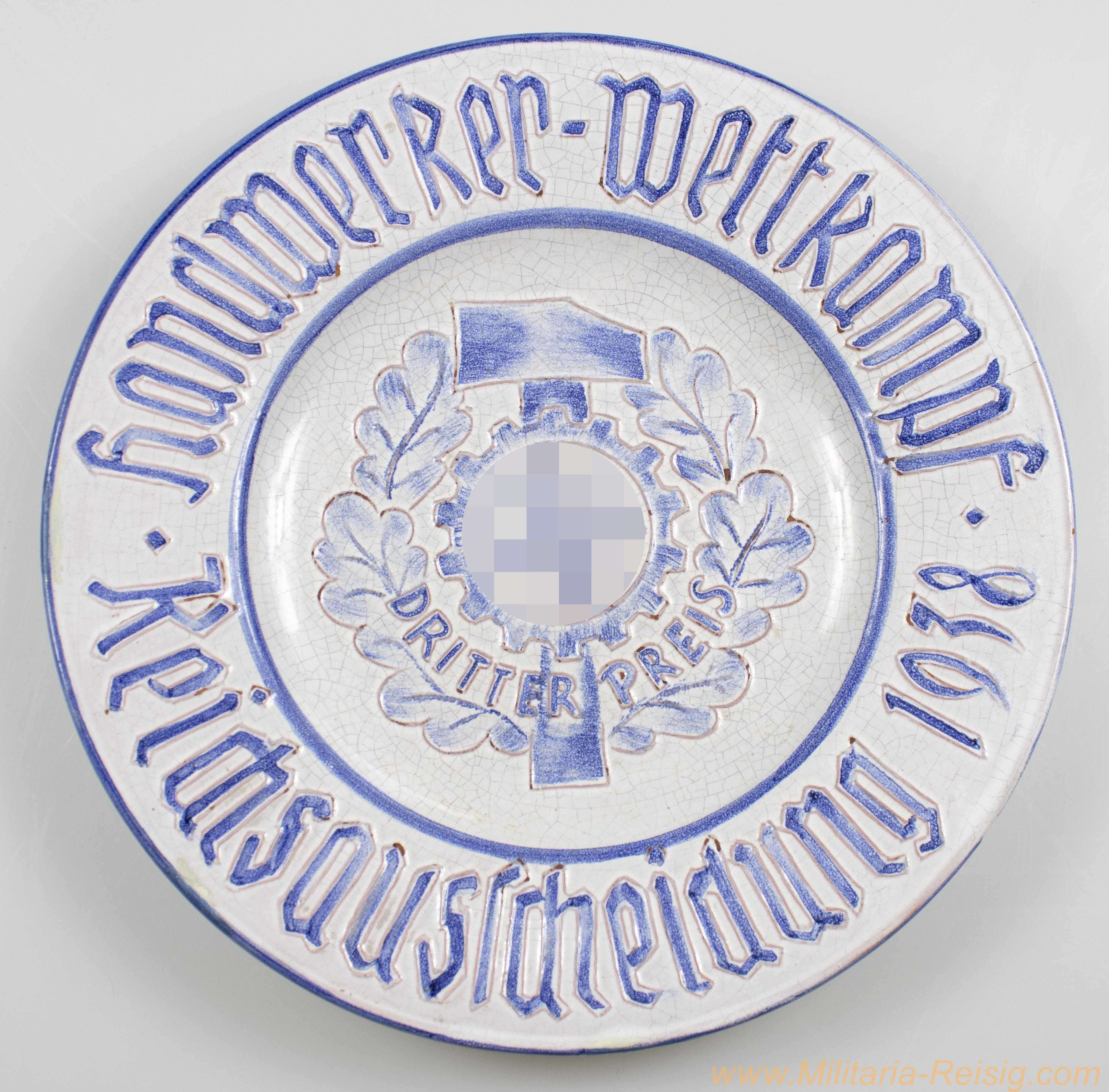 Teller "Handwerker-Wettkampf Reichsausscheidung 1938 - Dritter Preis"