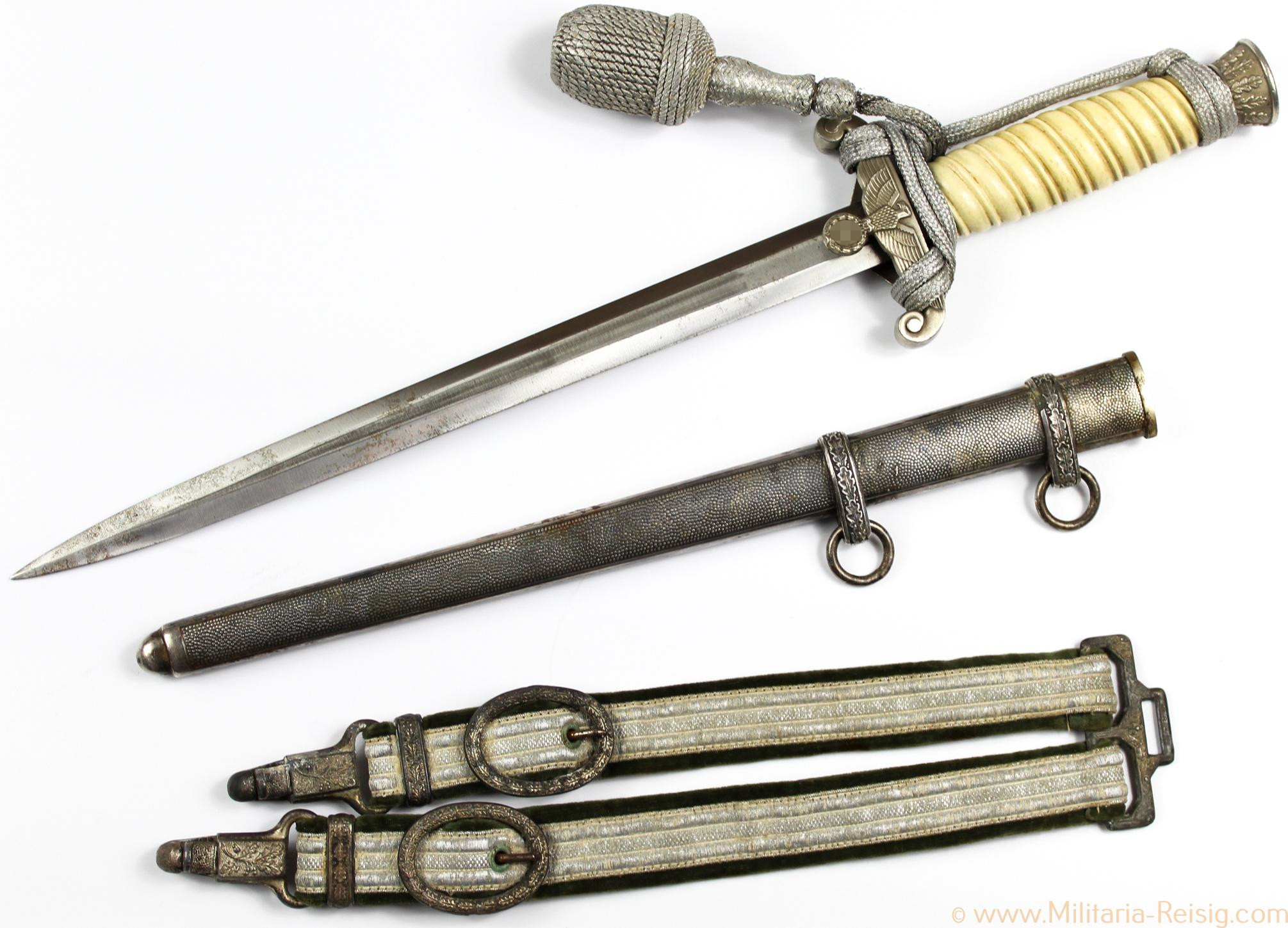 Heeres Offiziersdolch mit Gehänge und Portepee