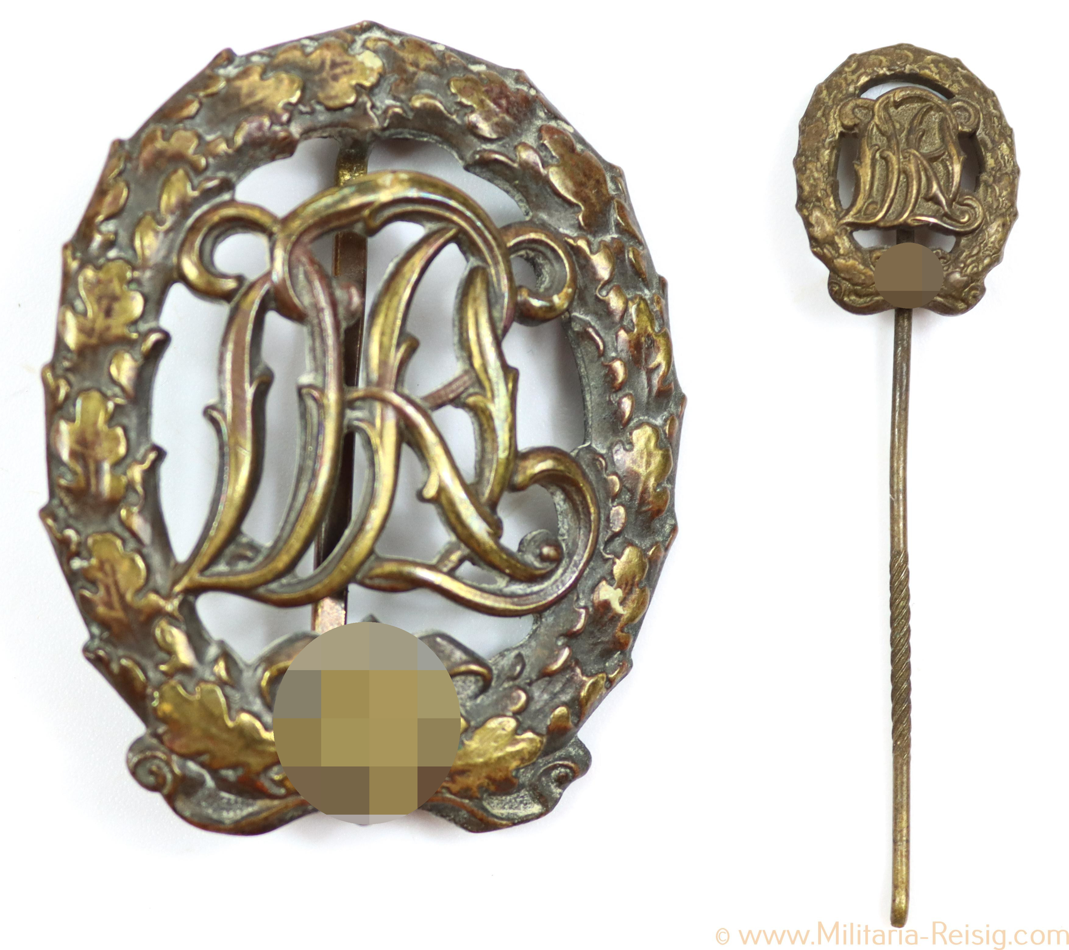 Reichssportabzeichen DRL in Bronze - Herst. H. Wernstein Jena-Löbstedt, + Anstecknadel
