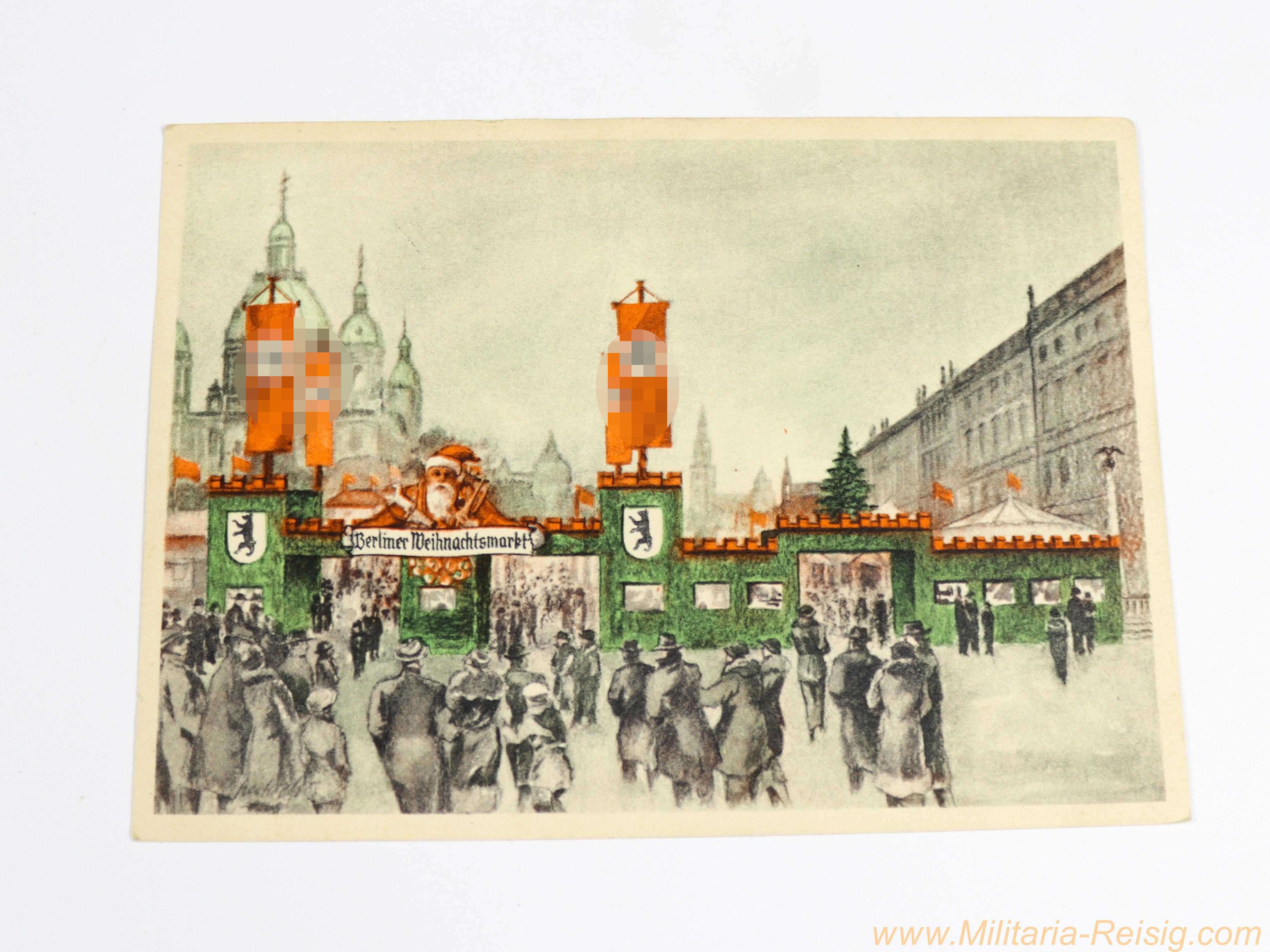Farbige Propaganda-Postkarte "Berliner Weihnachtsmarkt" (III. Reich)