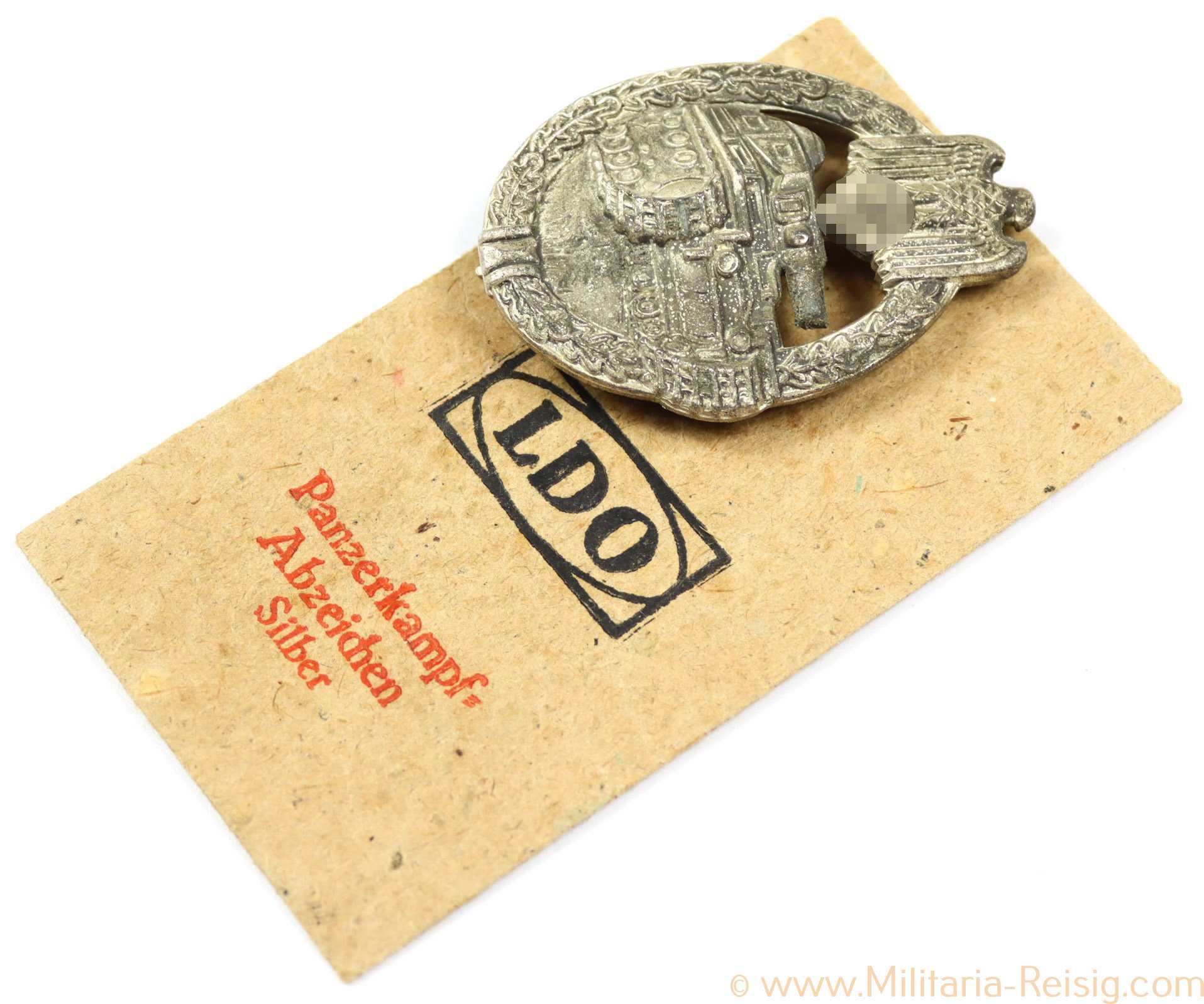 Panzerkampfabzeichen in Silber mit LDO-Verleihungstüte, Hersteller Rudolf Souval, Wien
