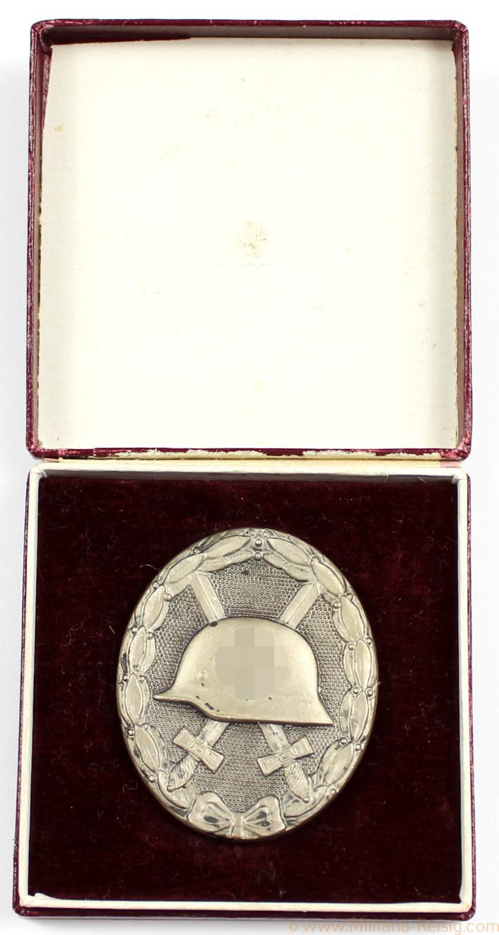 Verwundetenabzeichen in Silber im Etui, Herst. 4 (Steinhauer & Lück, Lüdenscheid)