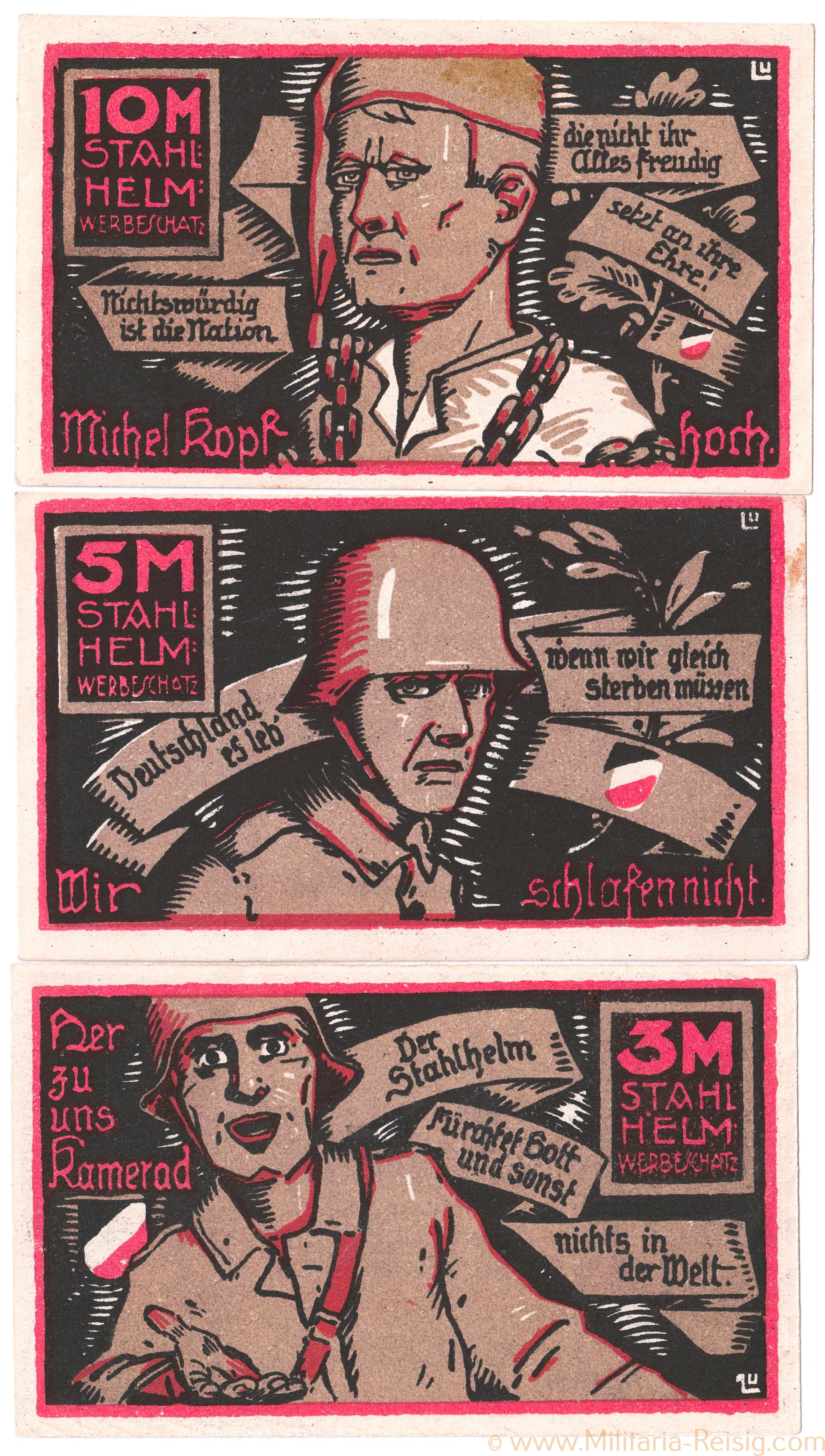 Satz Stahlhelm Bund der Frontsoldaten Notgeld 1922, Hamburg