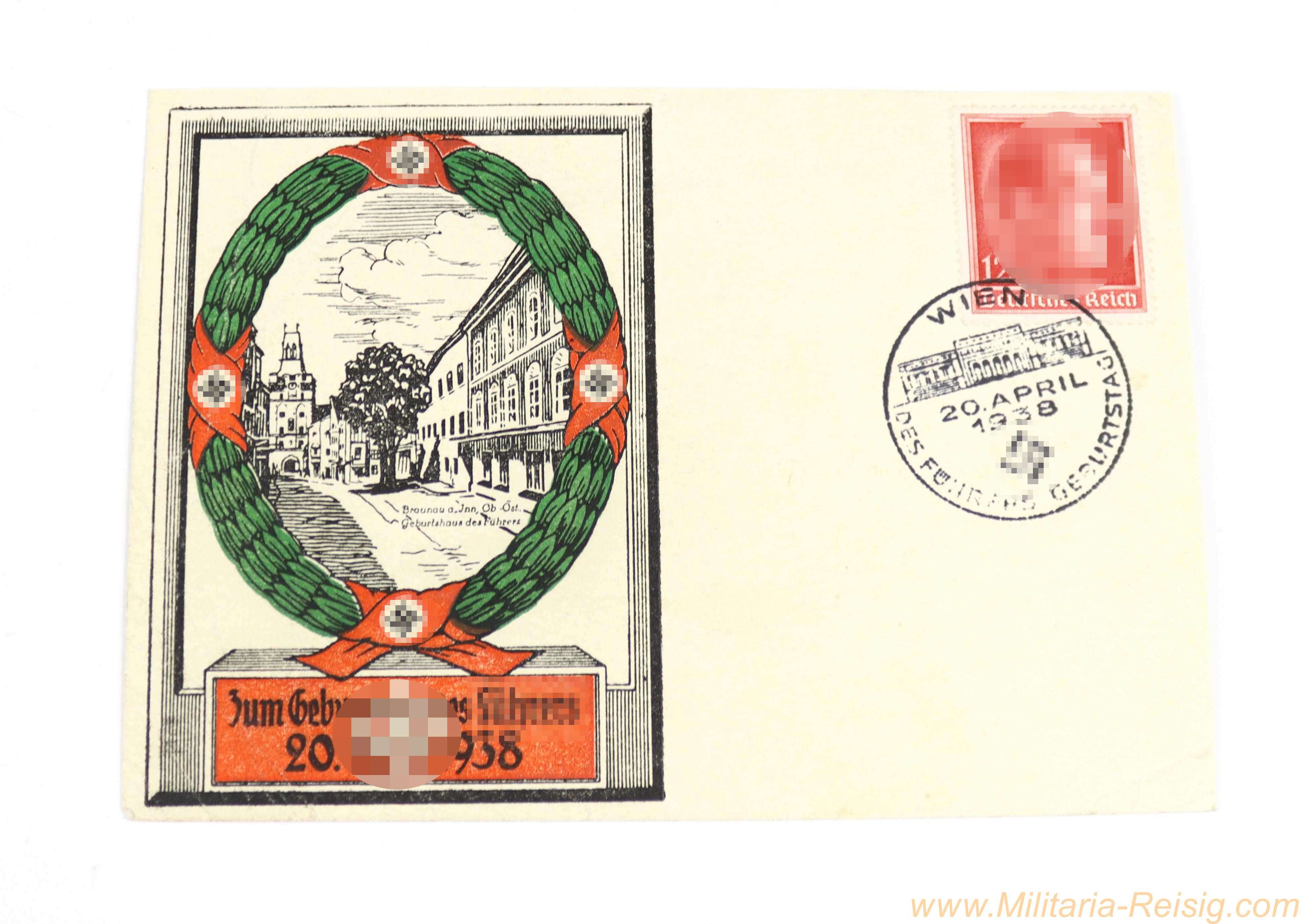Propaganda-Karte "Zum Geburtstag des Führers" 20. April 1938