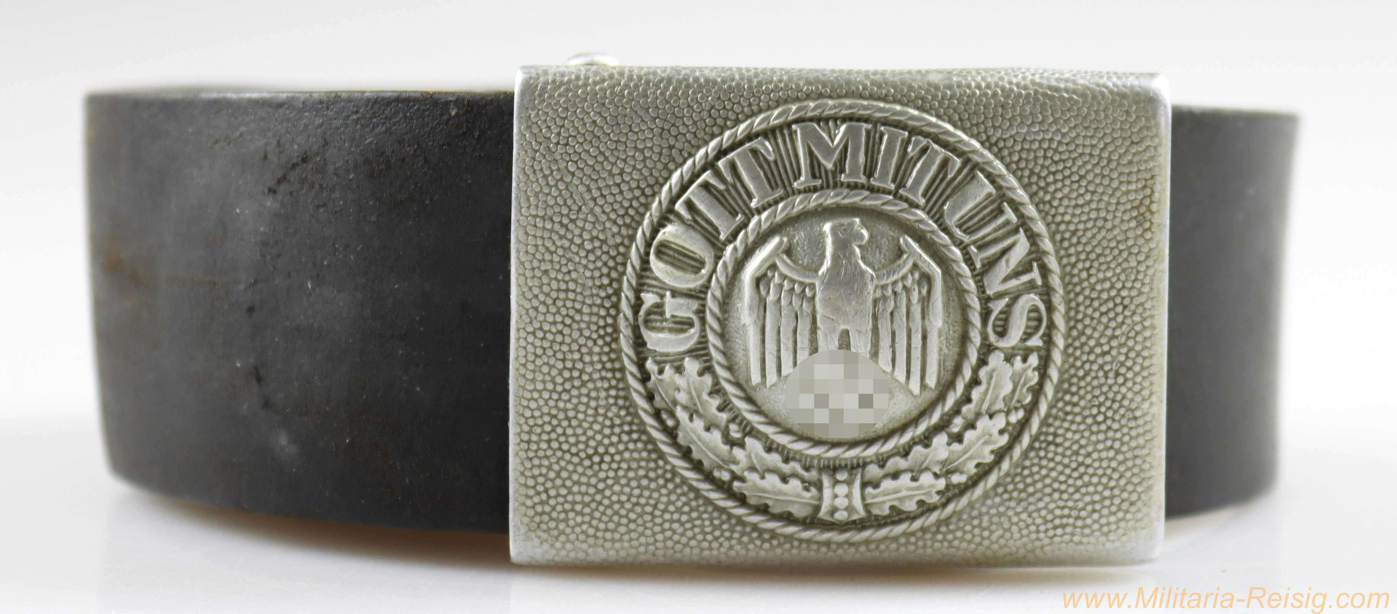 Wehrmacht Koppelschloss mit Lederzunge und Koppelriemen, Hersteller HA 38