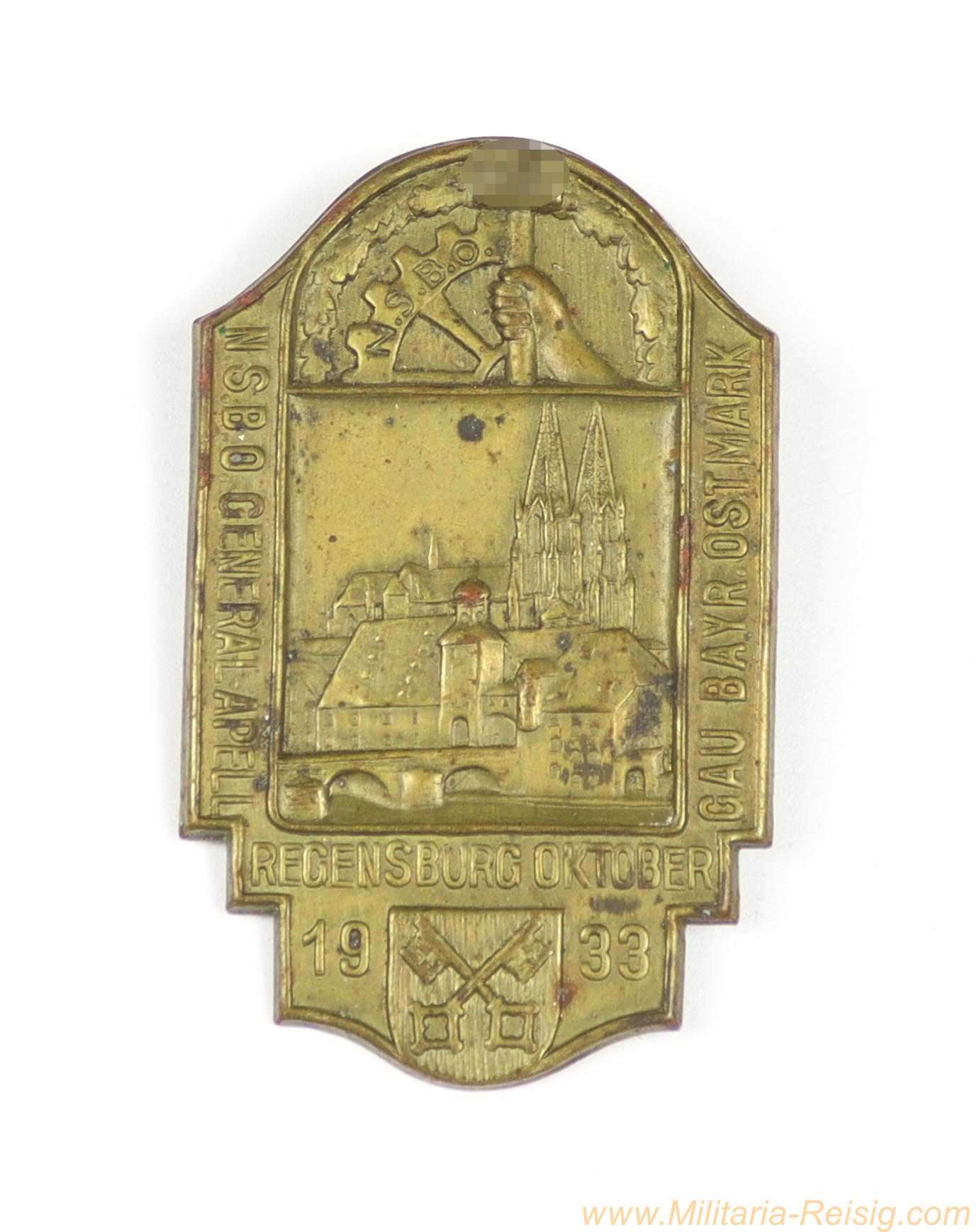 Abzeichen - "N.S.B.O. Generalappell Gau Bayer. Ostmark - Regensburg Oktober 1933" 