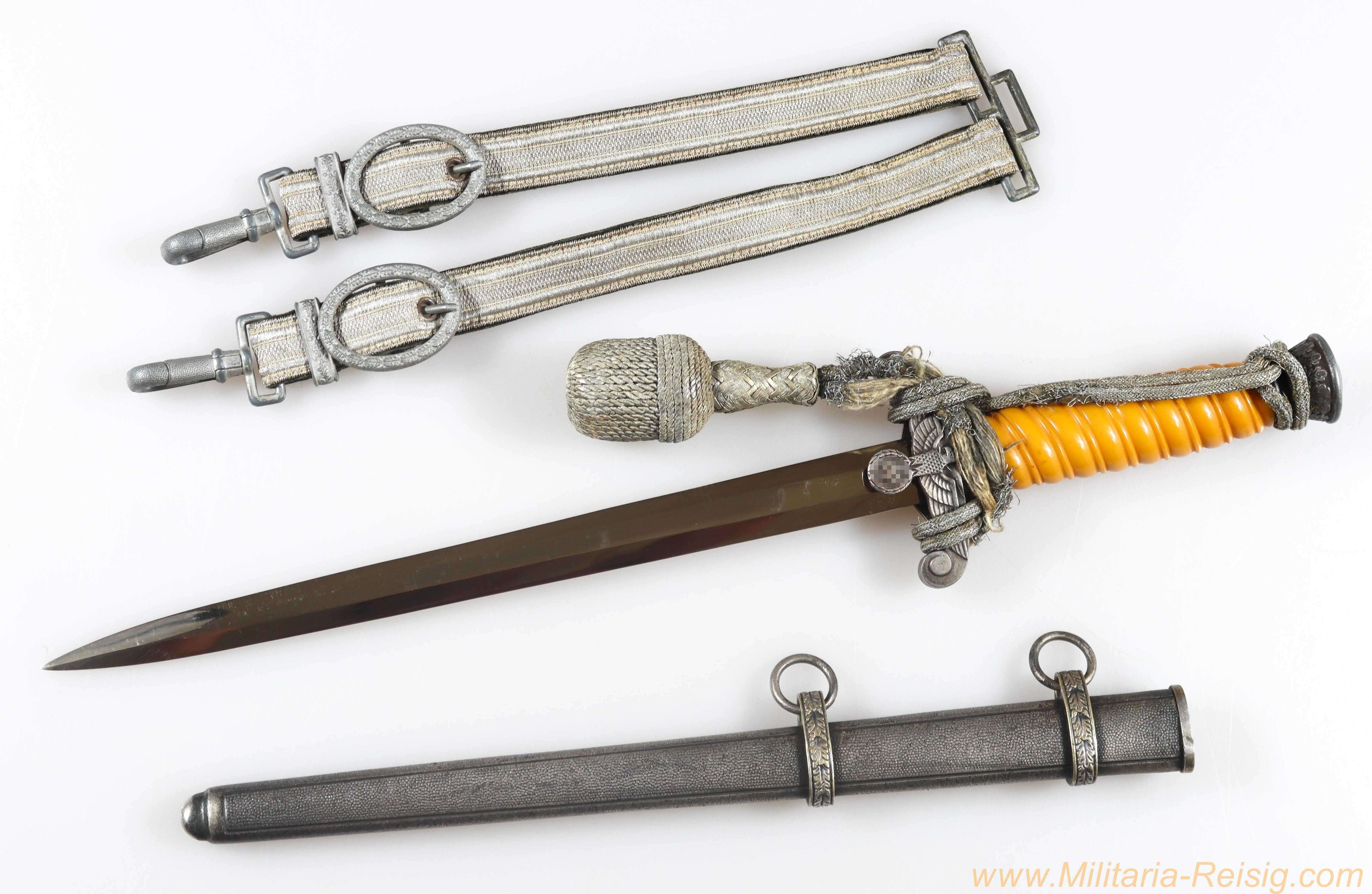 Heeres Offiziersdolch mit Gehänge u. Portepee, Hersteller Carl Julius Krebs, Solingen