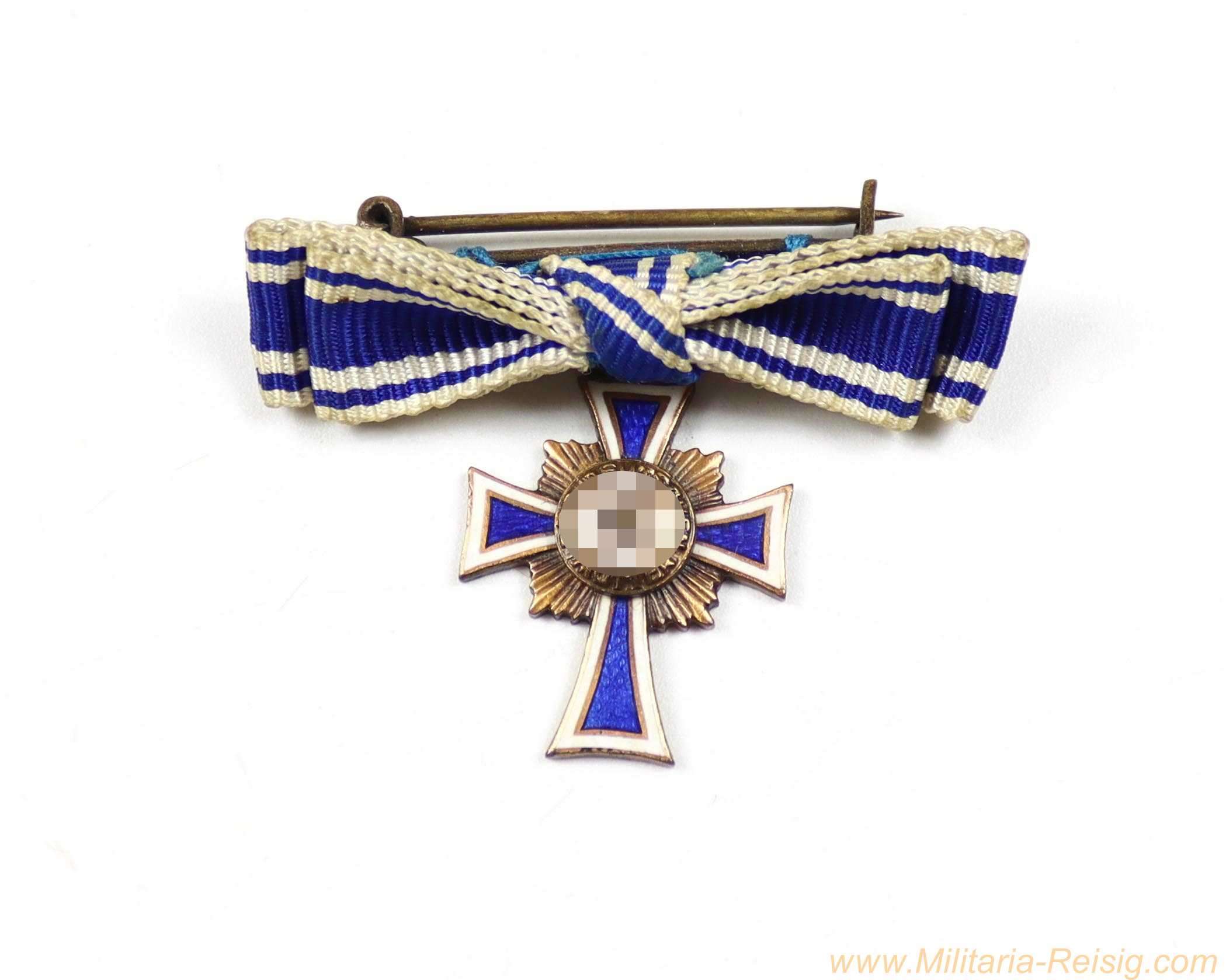 Mutterkreuz in Bronze - Miniatur an Damenschleife - L/21 Förster & Barth