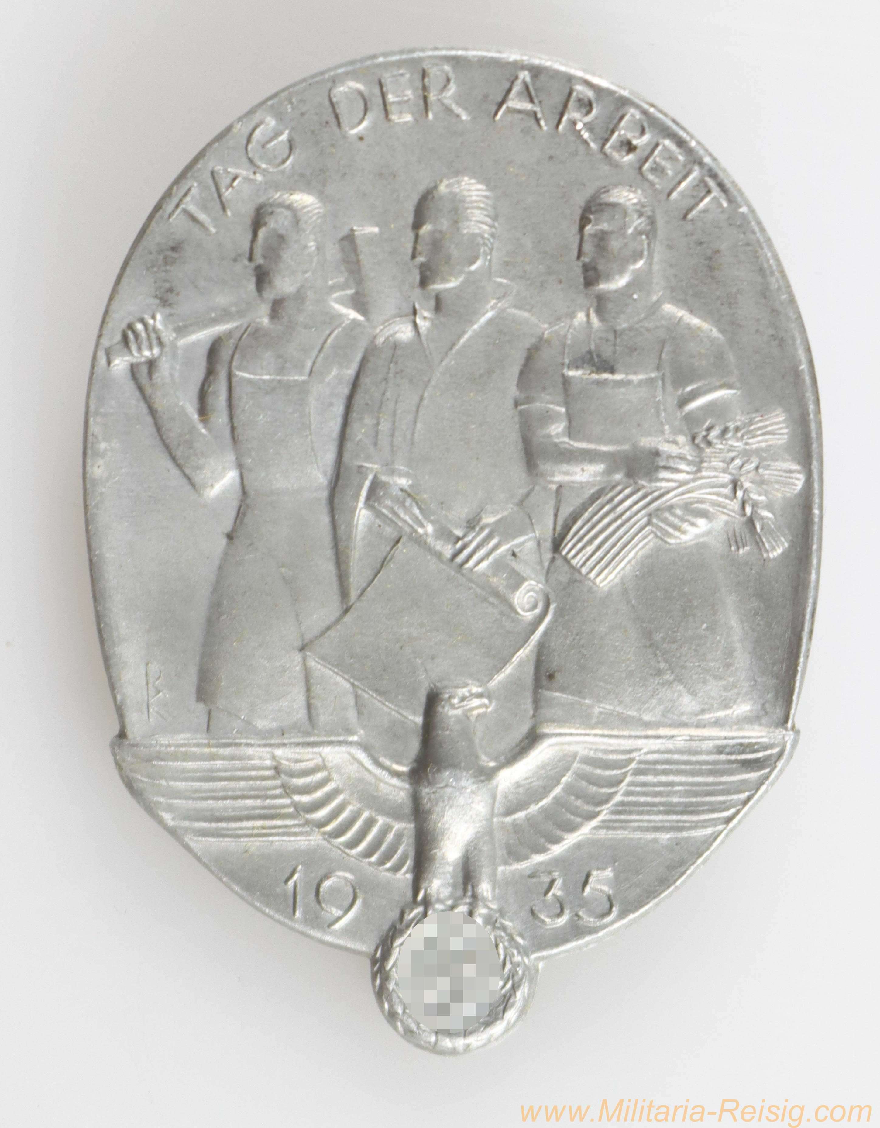 Abzeichen Tag der Arbeit 1935, Hersteller Fritz Zimmermann, Stuttgart