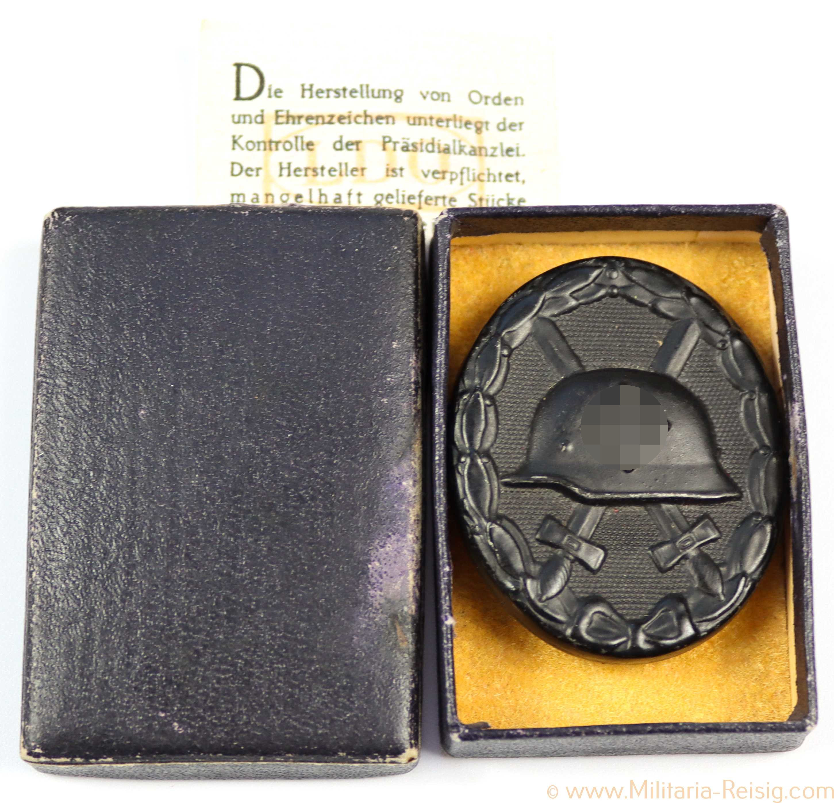 Verwundetenabzeichen in Schwarz 1939 in Schachtel, Hersteller 4