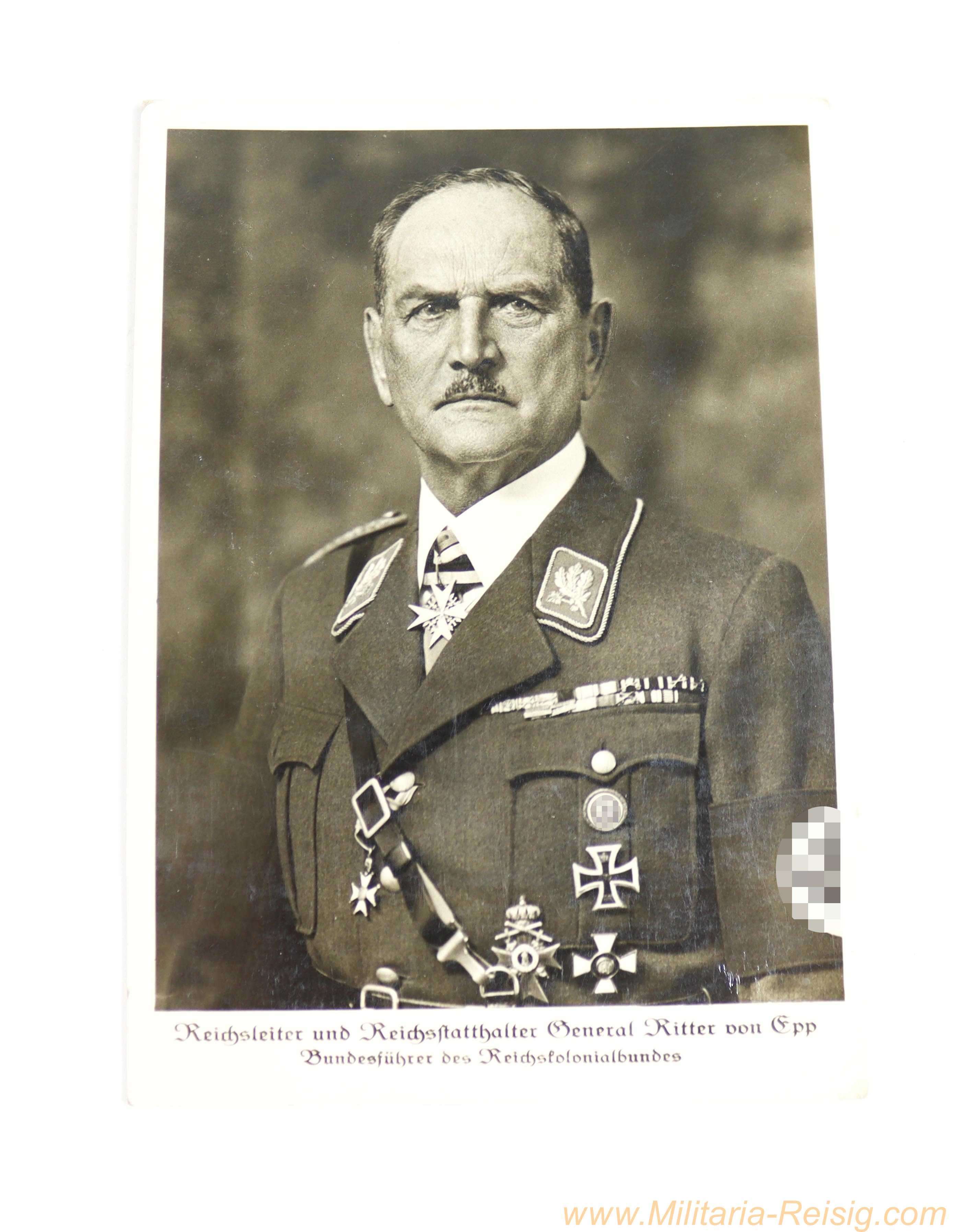III. Reich Foto-Postkarte "Reichskolonialbund" – General Ritter von Epp