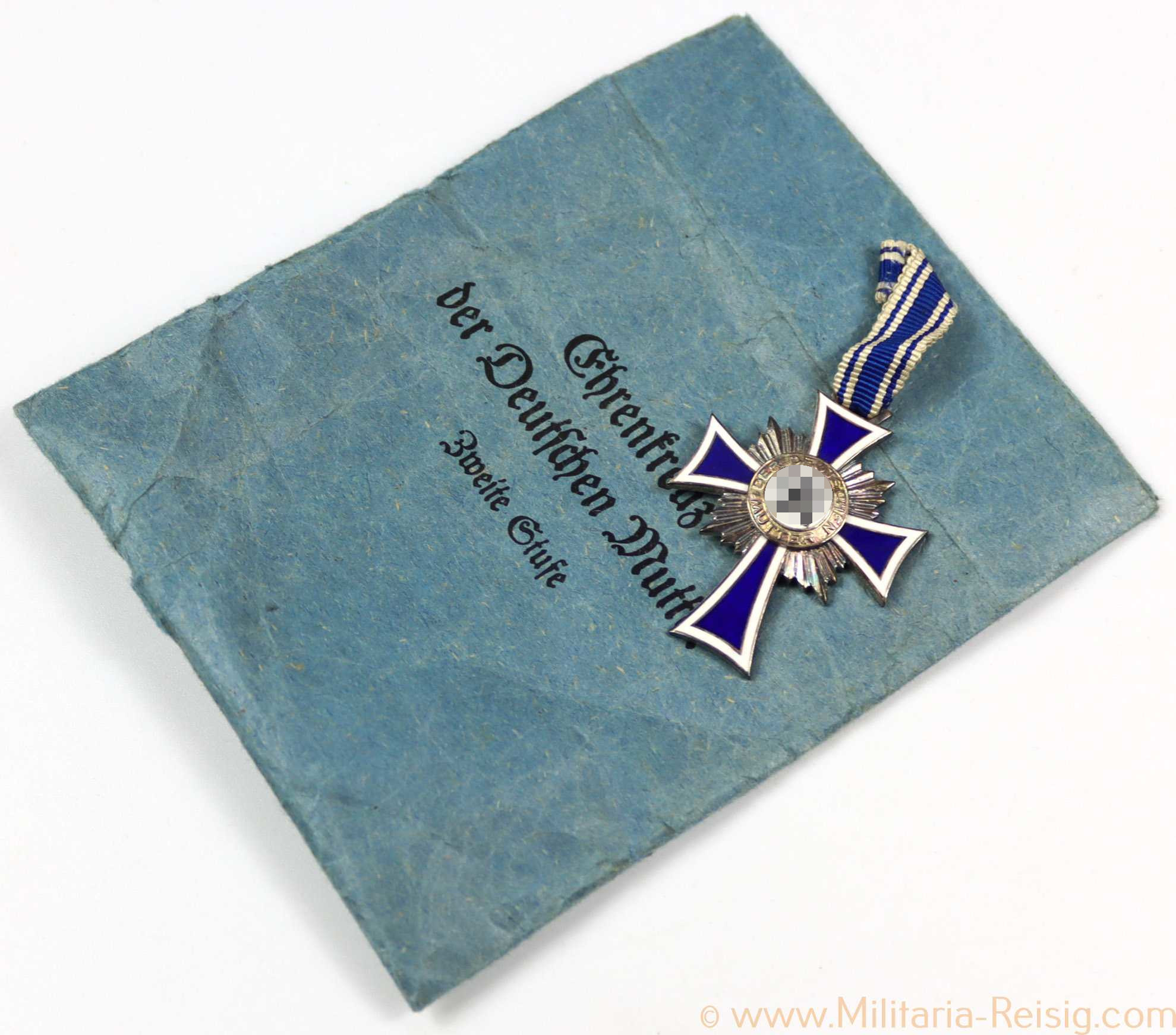 Mutterkreuz in Silber mit Verleihungstüte, Hersteller Deschler & Sohn München