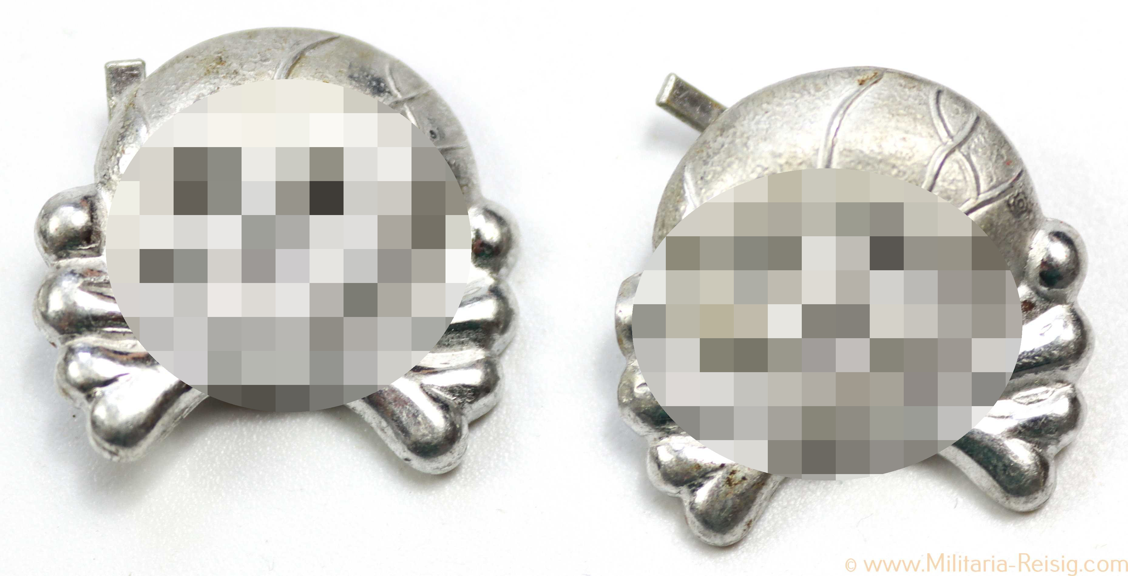 Wehrmacht Paar Totenköpfe für Kragenspiegel der Panzertruppe