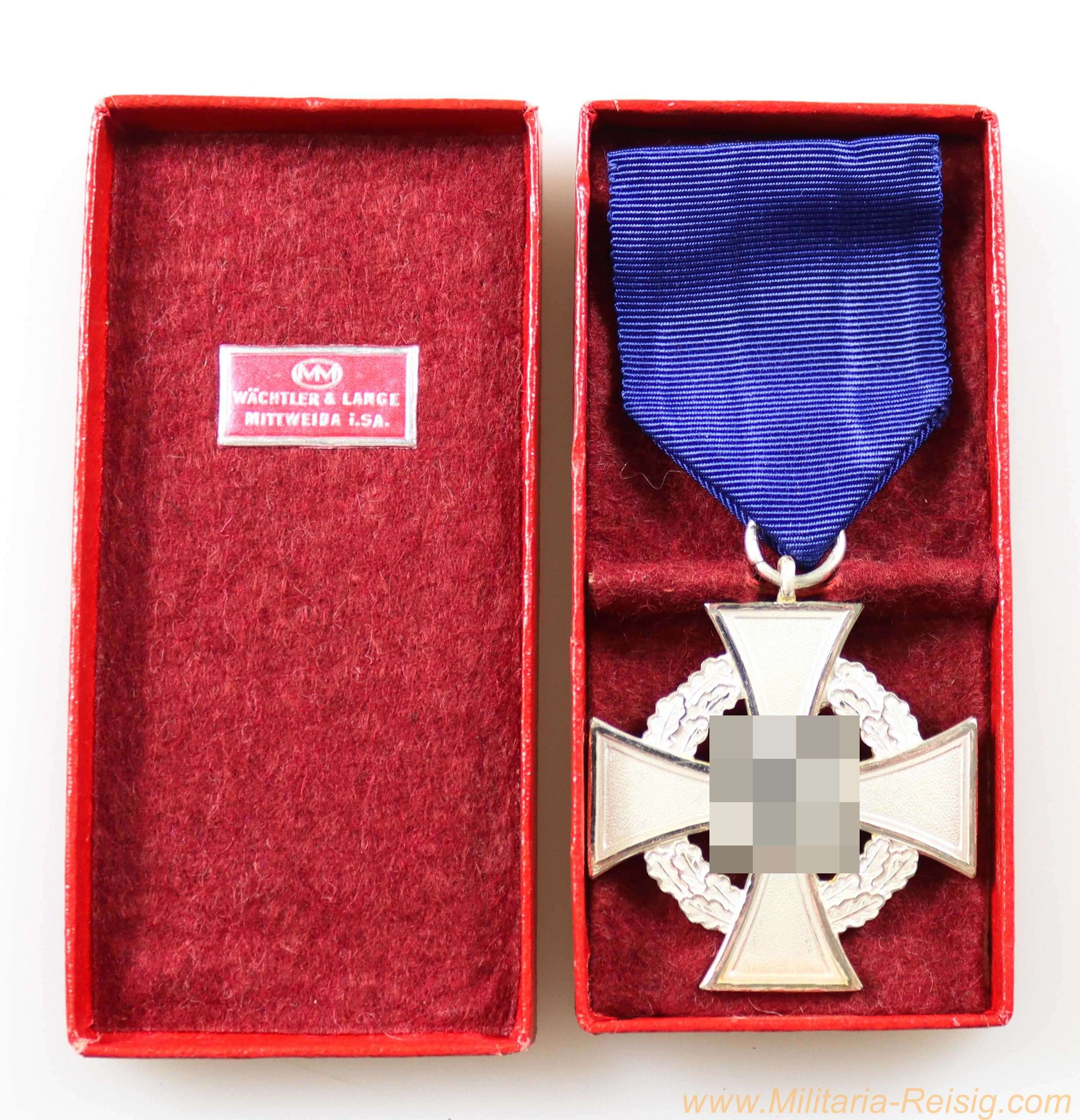 Treudienst-Ehrenzeichen für 25 Jahre im Etui, Hersteller Rudolf Wächtler & Lange, Mittweida