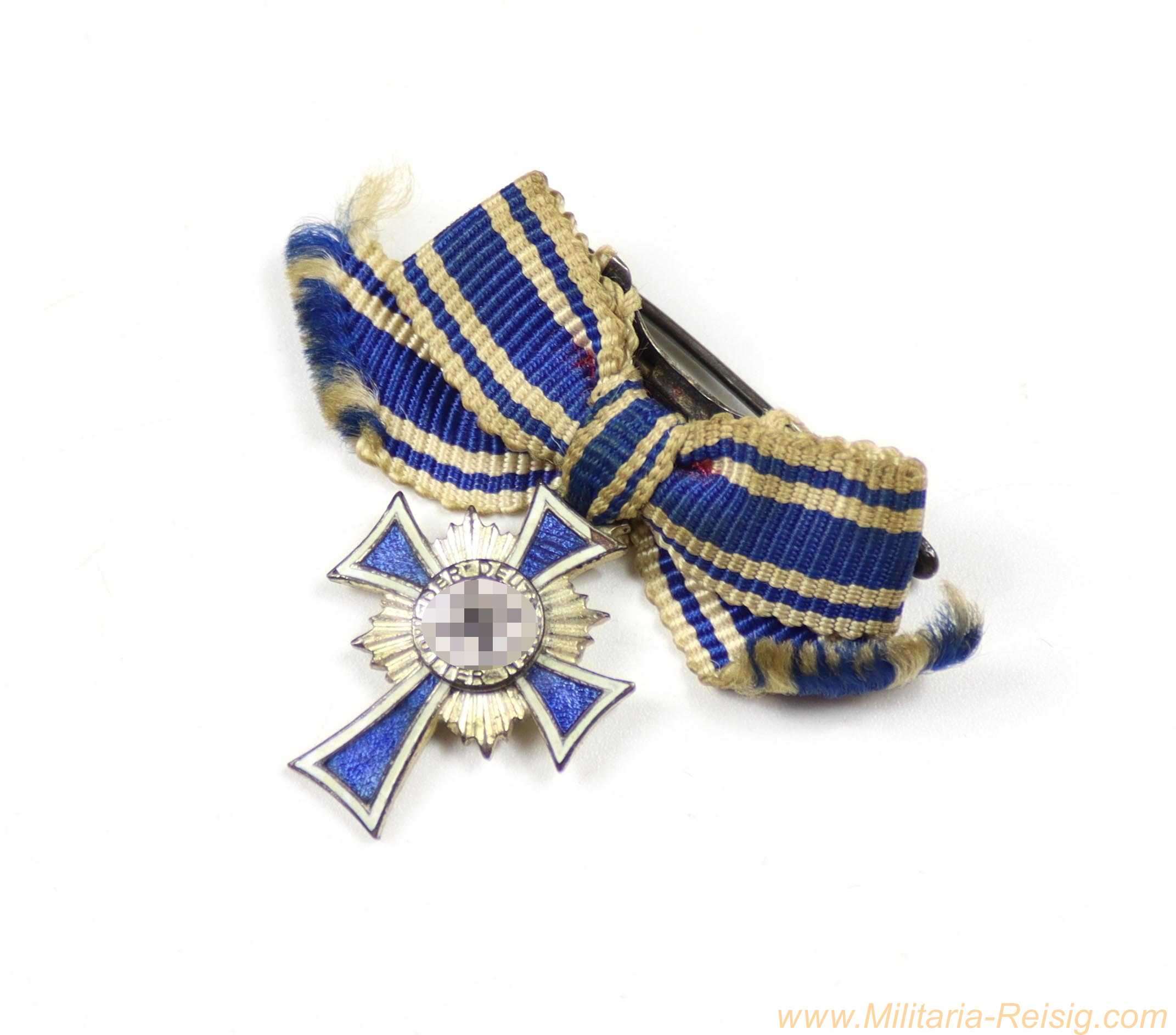 Mutterkreuz in Silber - Miniatur an Damenschleife