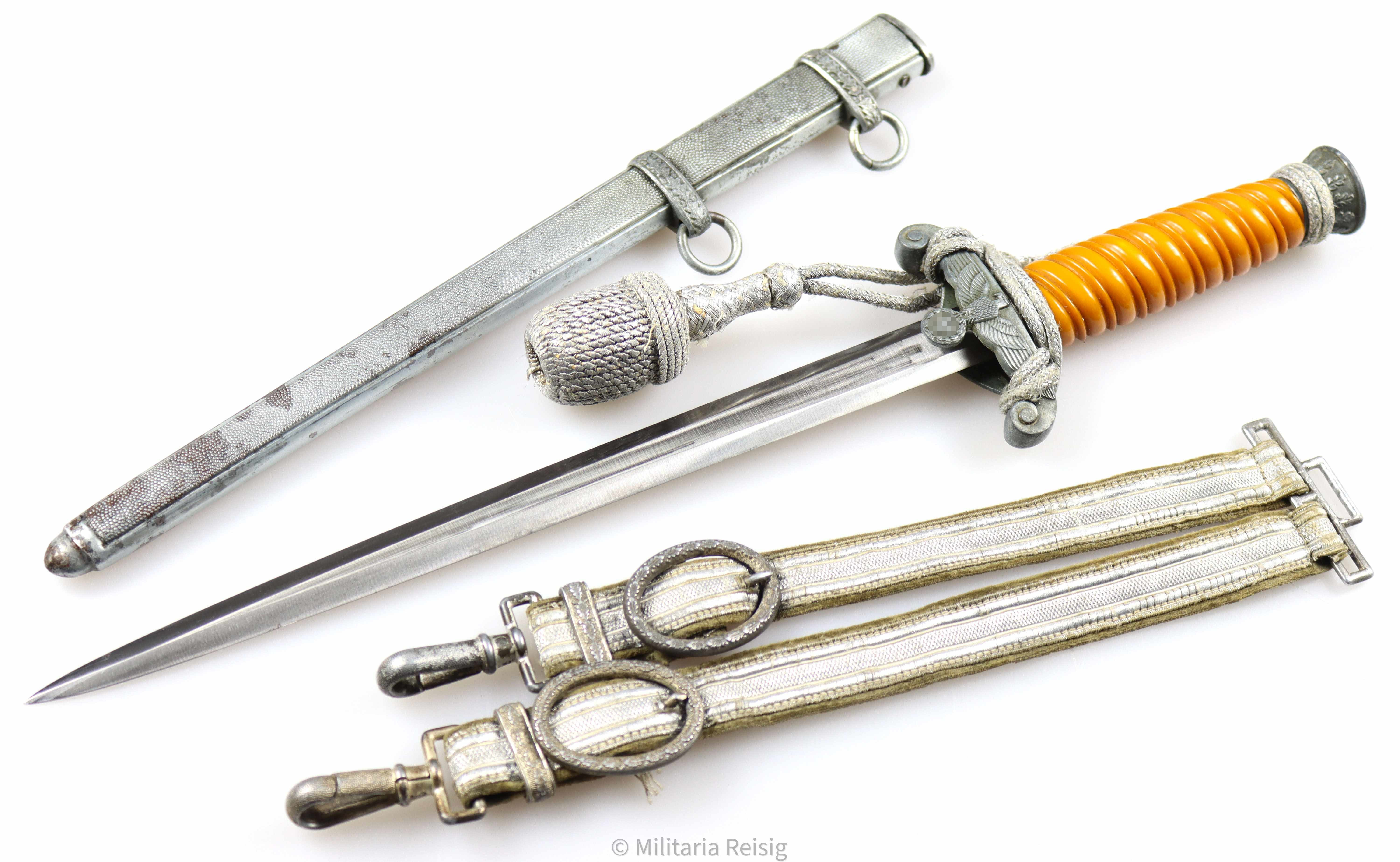 Heeres Offiziersdolch mit Gehänge u. Portepee, Hersteller WKC