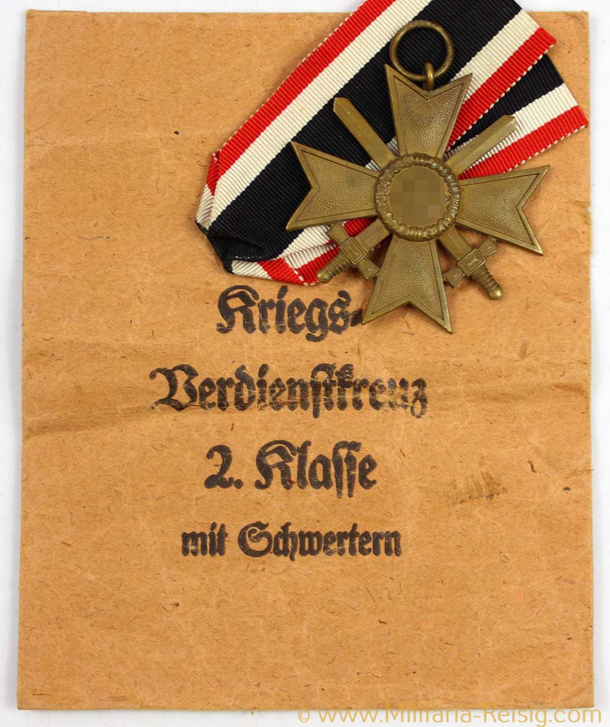 Kriegsverdienstkreuz mit Schwertern 2.Klasse 1939 + Verleihungstüte