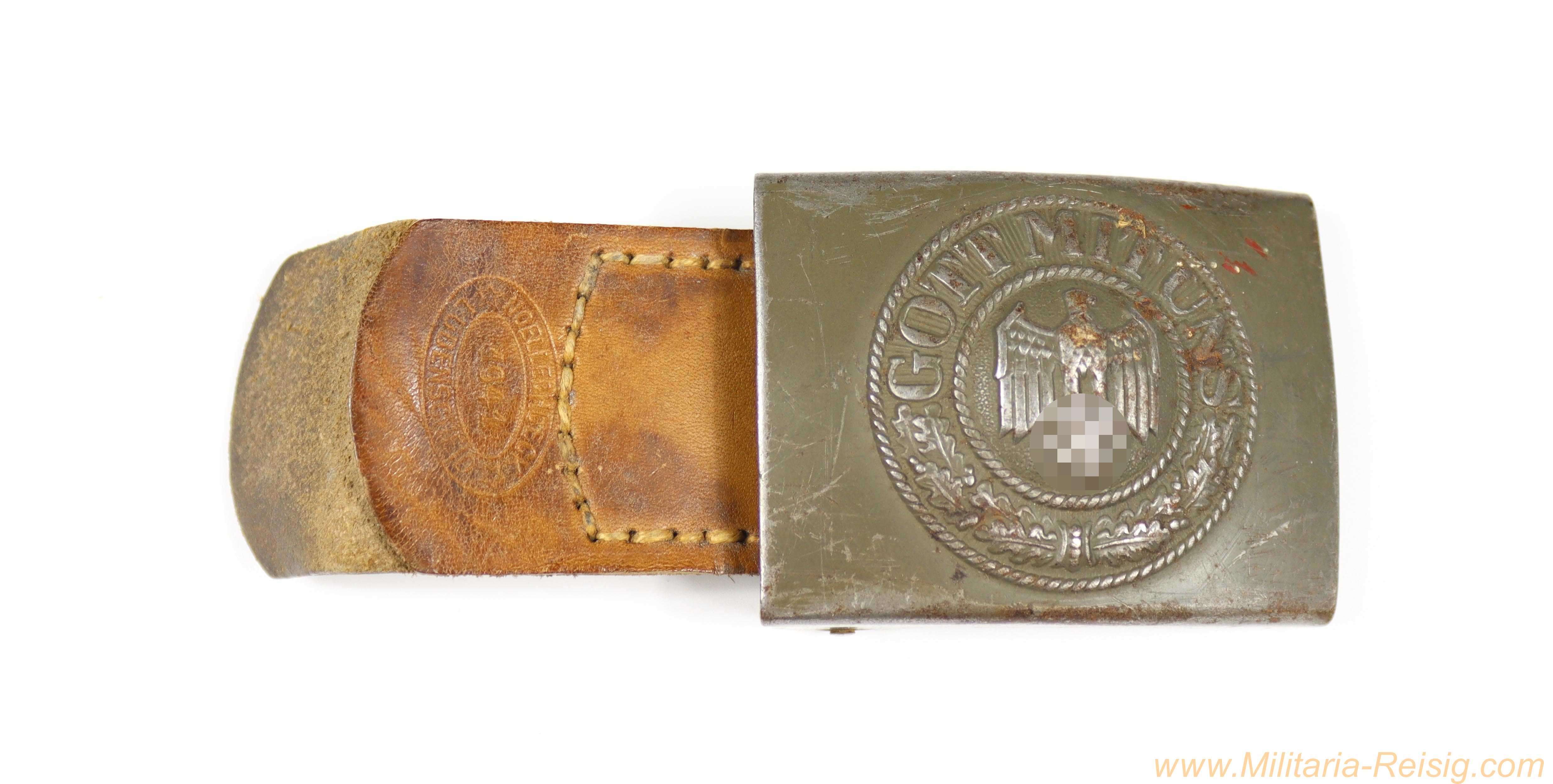 Wehrmacht Koppelschloss mit Lederzunge - Hersteller N&H 1941