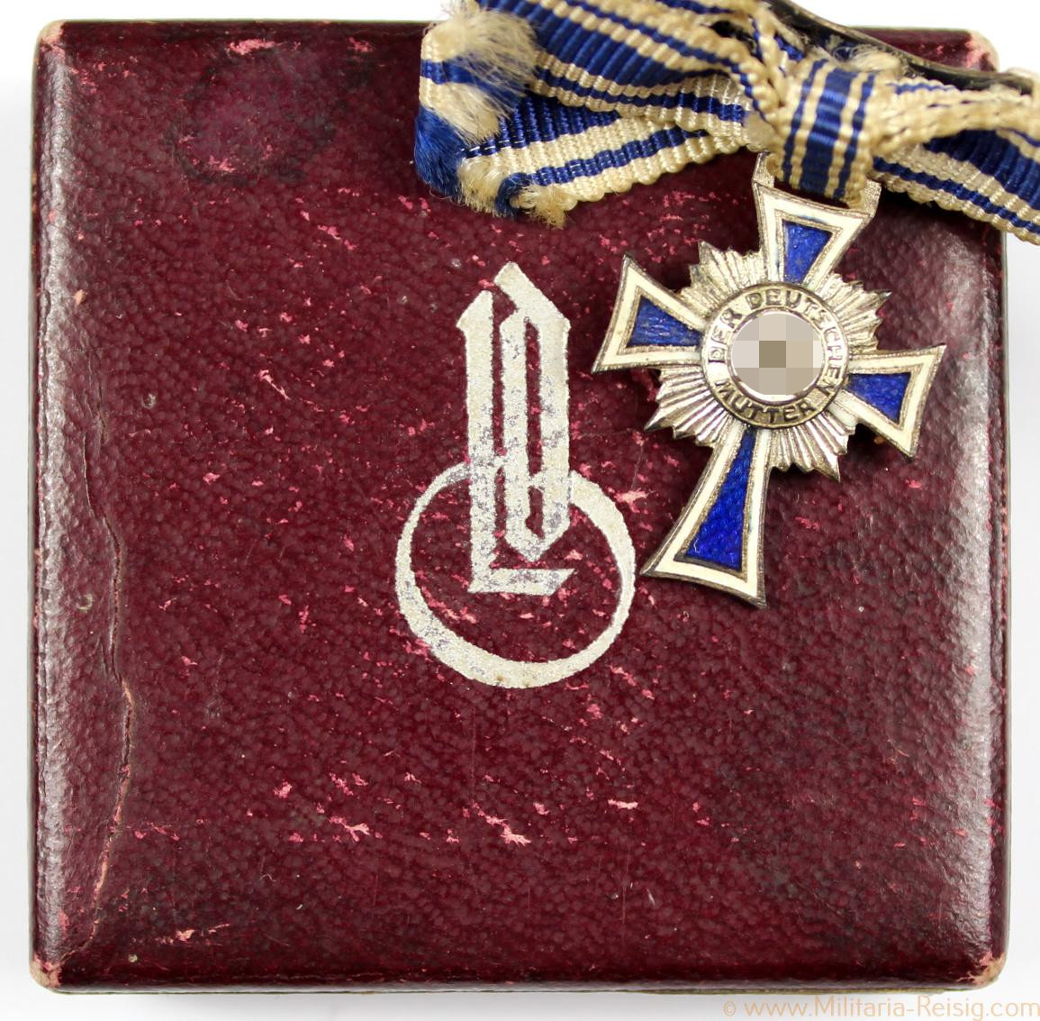 Miniatur Mutterkreuz 2.Stufe Silber, Herst. L/15 im LDO Etui 1. Form