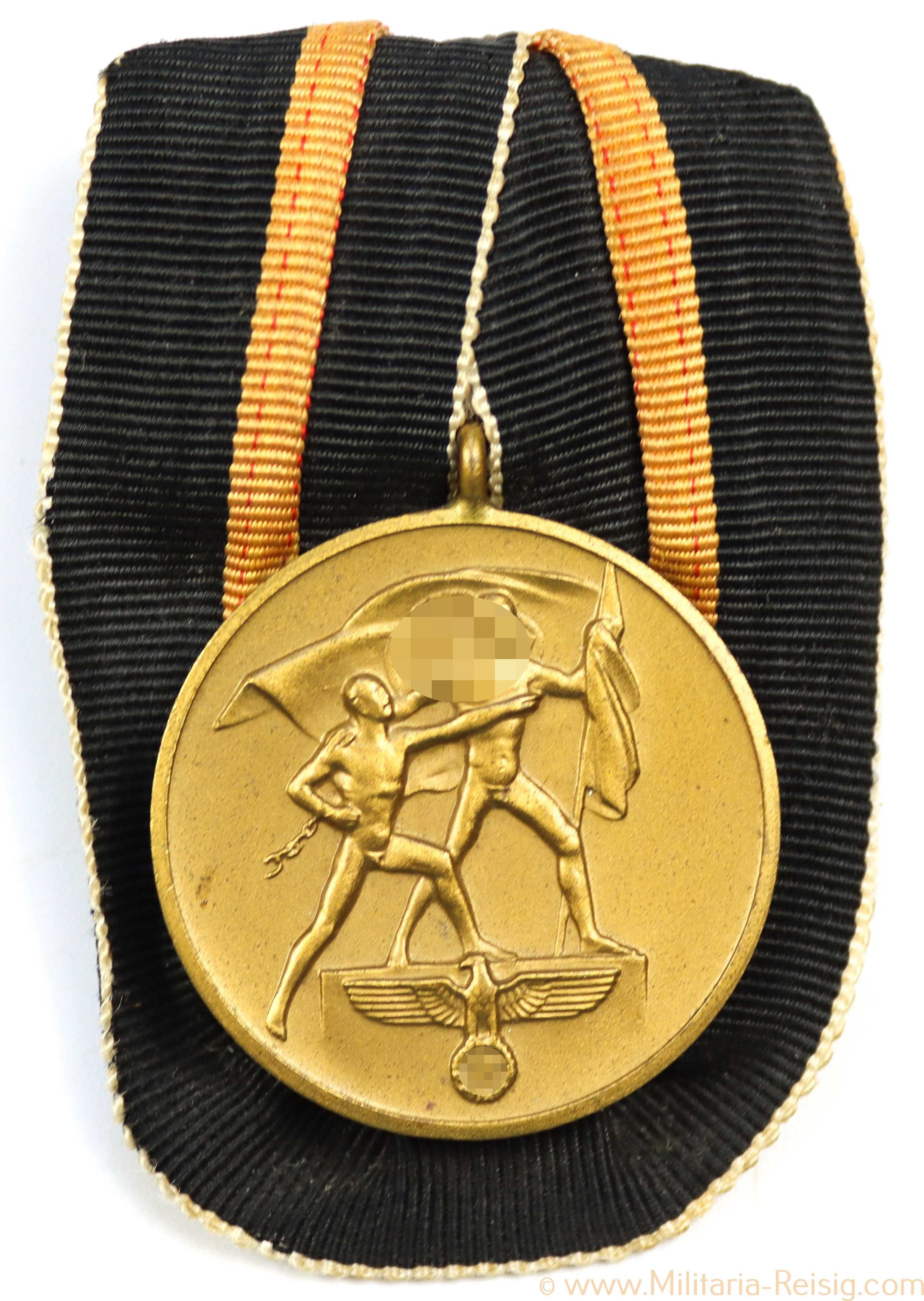 Sudetenland-Medaille 1.Oktober 1938 an Einzelspange