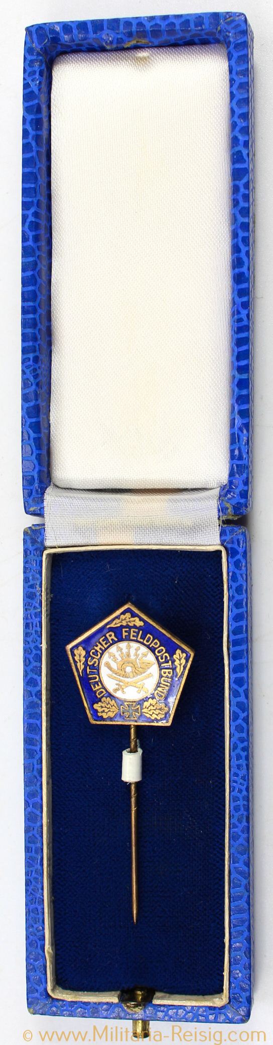 Mitgliedsnadel Deutscher Feldpostbund´im Etui, Hersteller W. Helbing Leipzig W.33