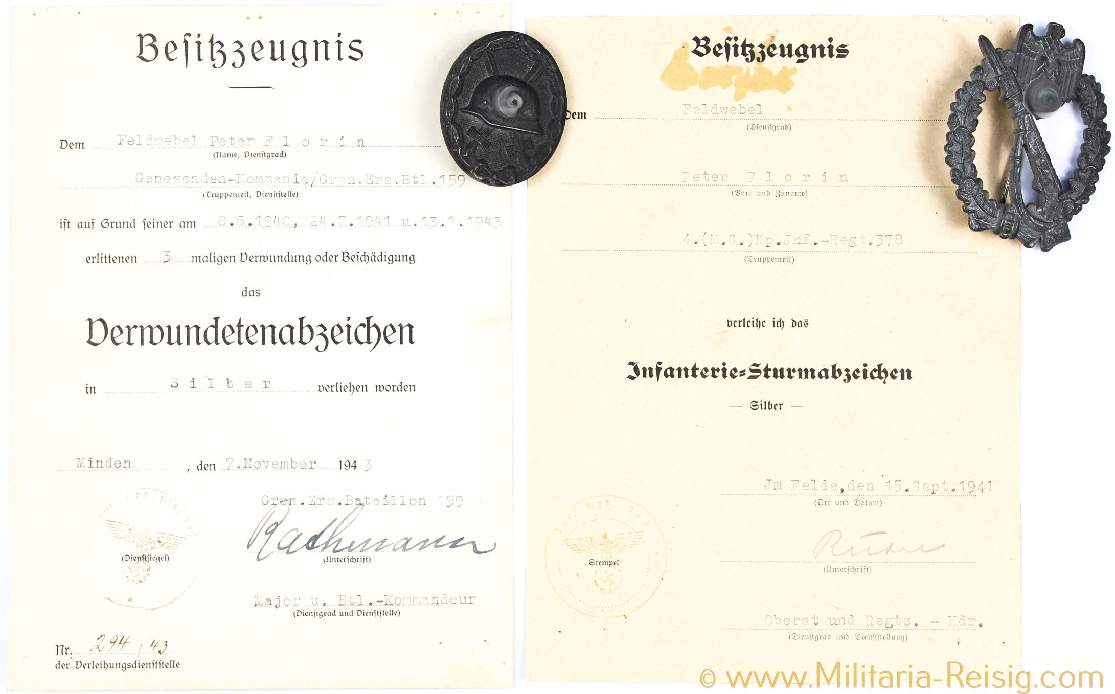 Kleiner Ordennachlass + Verleihungsurkunde