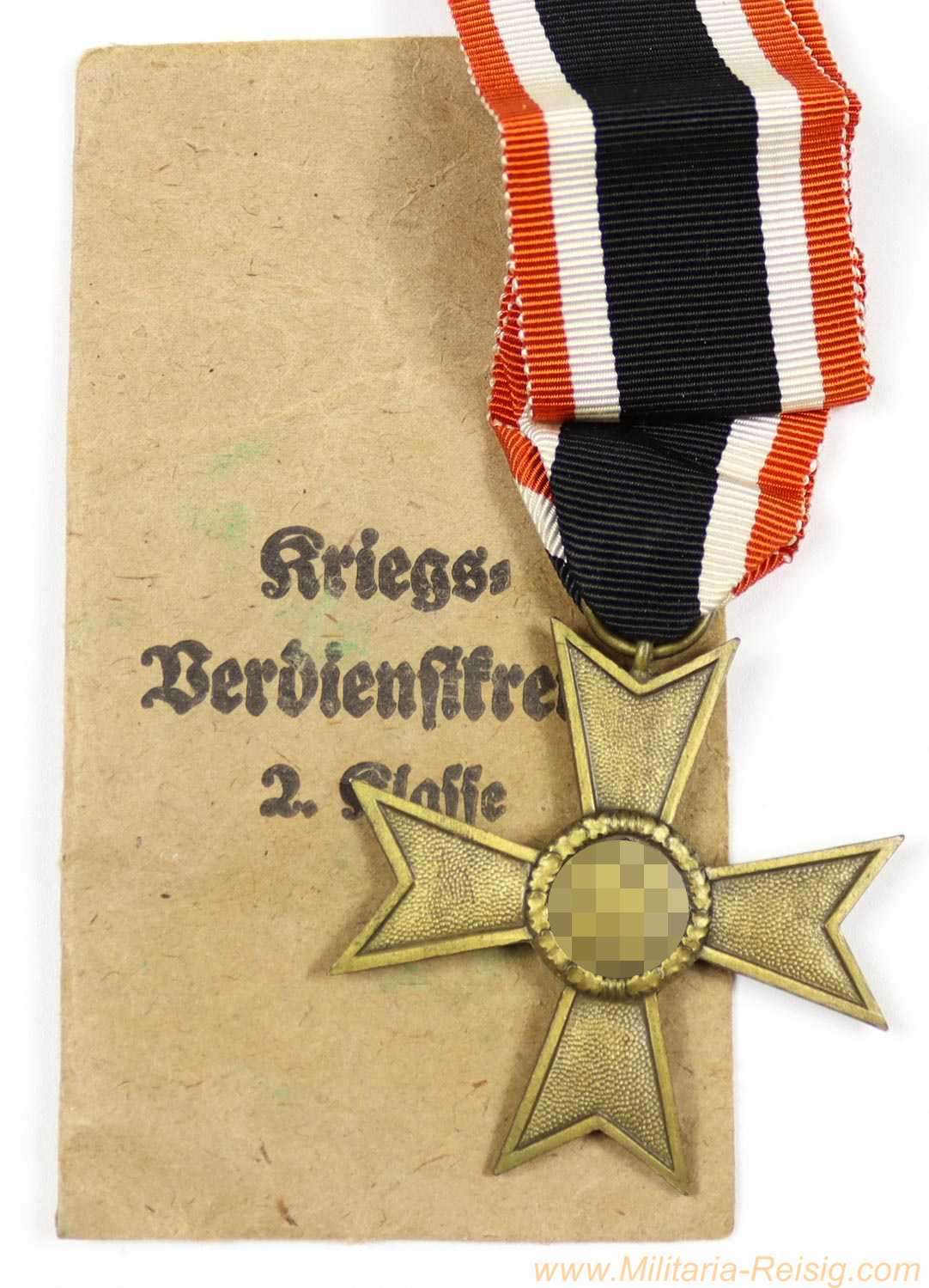 Kriegsverdienstkreuz 2. Klasse mit Verleihungstüte - Bury & Leonhard, Hanau