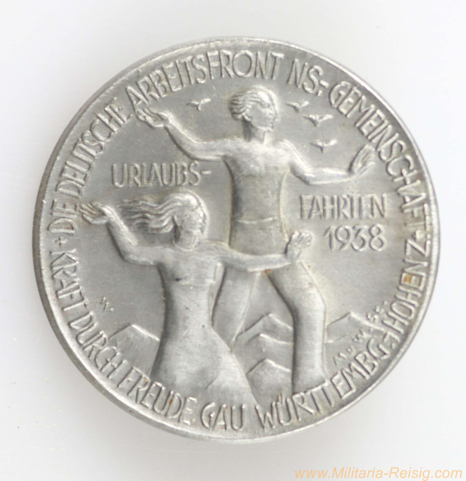 Abzeichen Urlaubsfahrten 1938 NSG Kraft durch Freude Abzeichen, Gau Württemberg-Hohenzollern