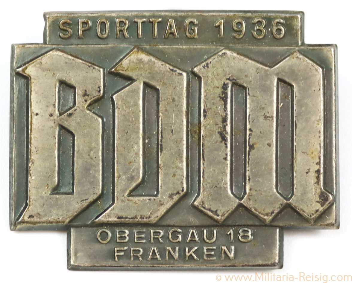 BDM Blechabzeichen "Sporttag 1936 Obergau 18 Franken"