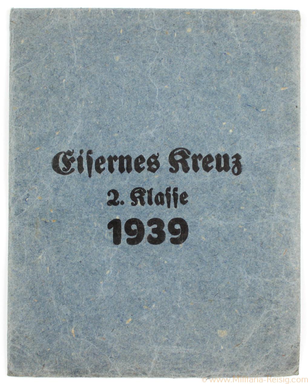 Verleihungstüte Eisernes Kreuz 2. Klasse 1939, Herst. Walter & Henlein, Gablonz