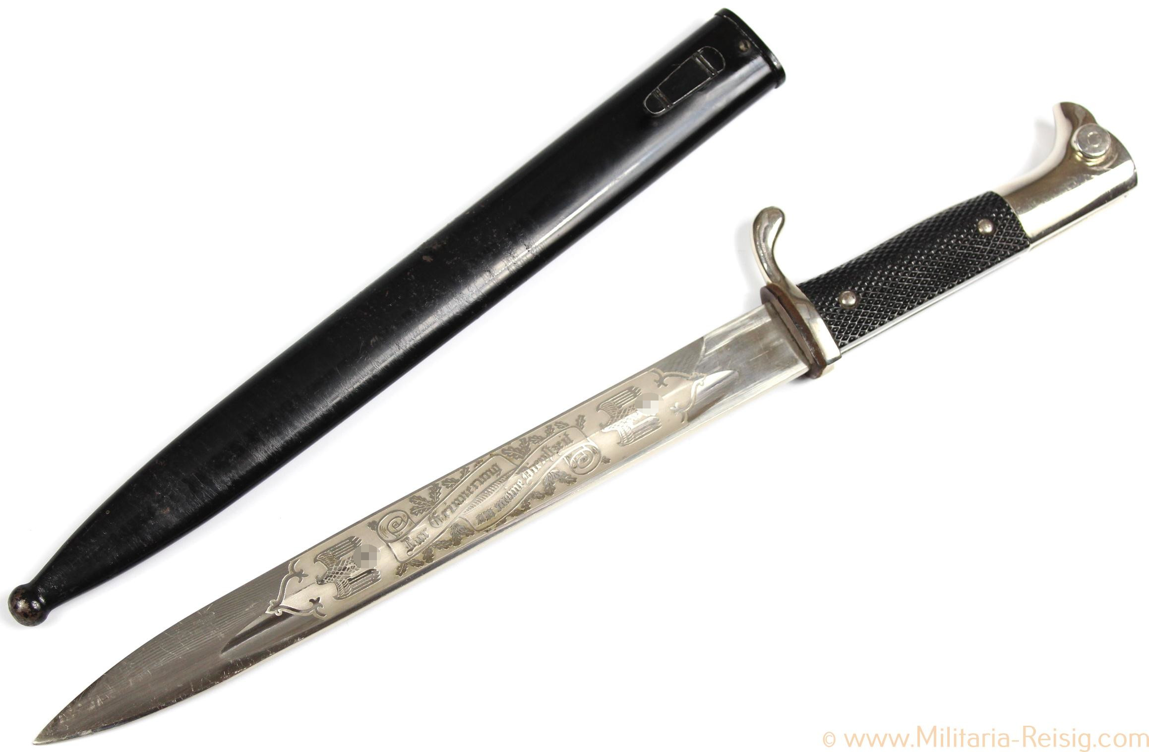 Extra Seitengewehr mit Klingenätzung, "Zur Erinnerung an meine Dienstzeit" - Herst. F. W. Höller