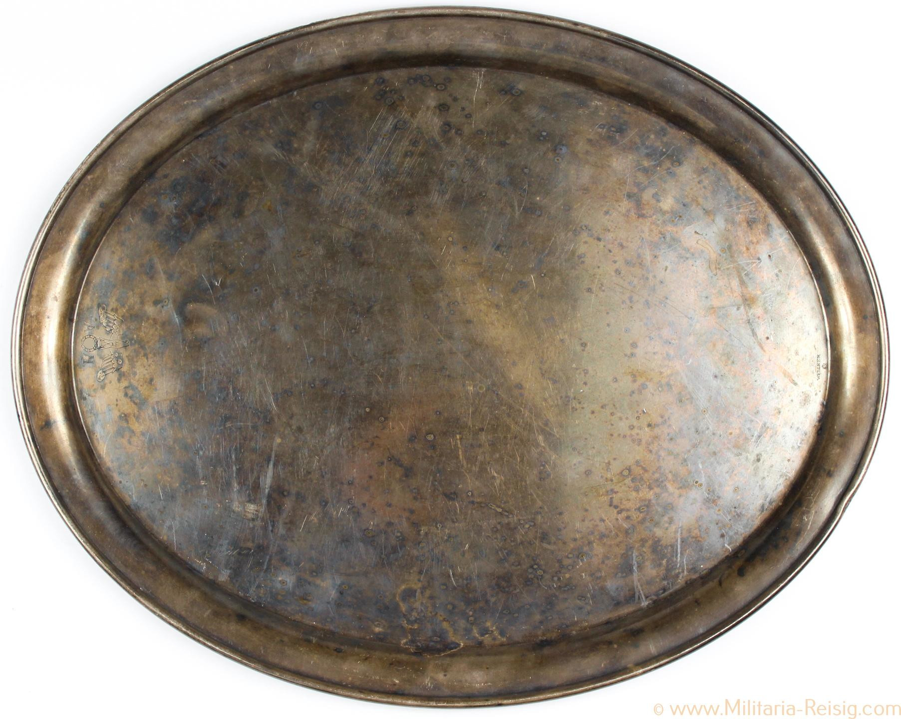 Tablett aus Hitlers Privatkanzlei, Herst. Wellner 36, extrem selten!