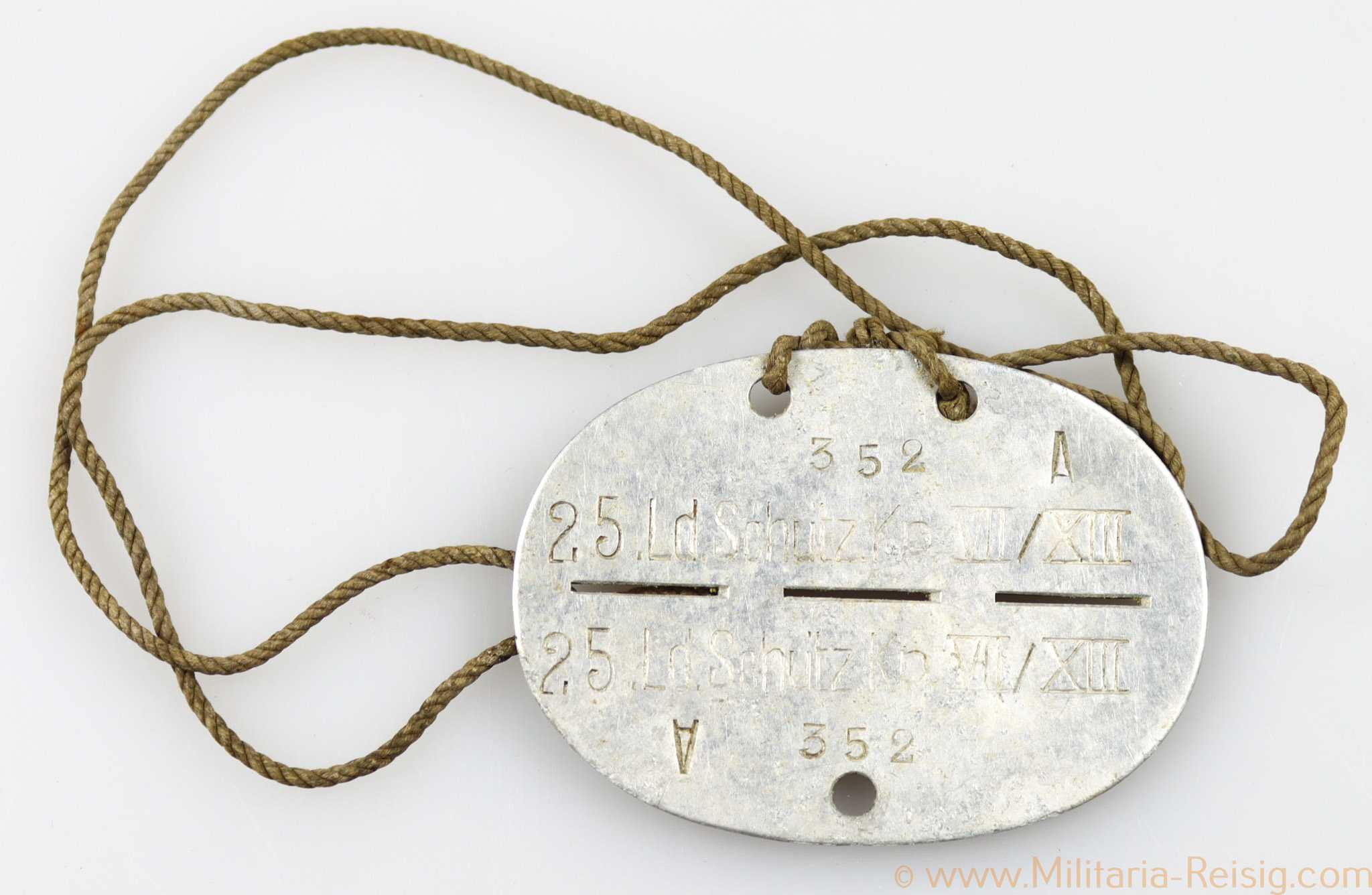 Erkennungsmarke 25. Landesschütz Kompanie VII/XIII